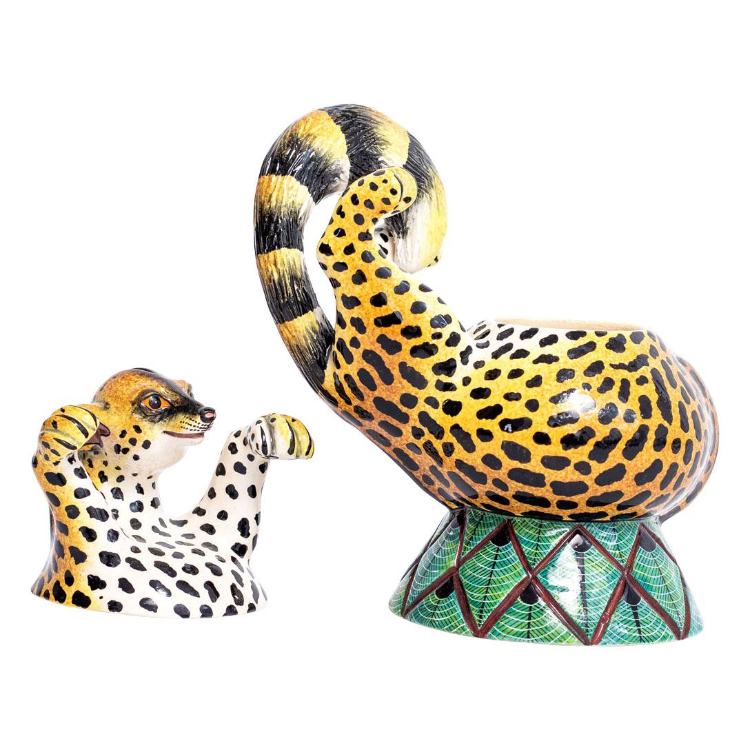 Contemporary Ceramic  Genet Cat Jewelry  Box  , hand made in South Africa For Sale