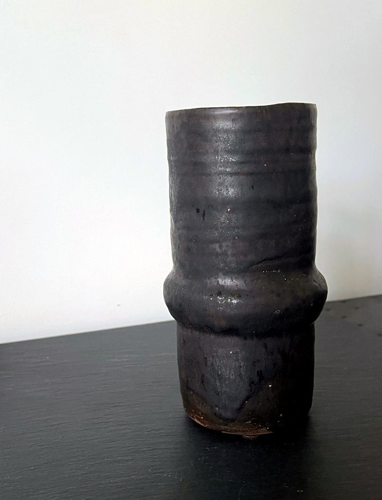 Ceramic Geometrical Vase with Black Metallic Glaze Beatrice Wood For Sale 5