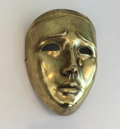 Ceramic Gilt Mask, Signed, Portugal, circa 1970