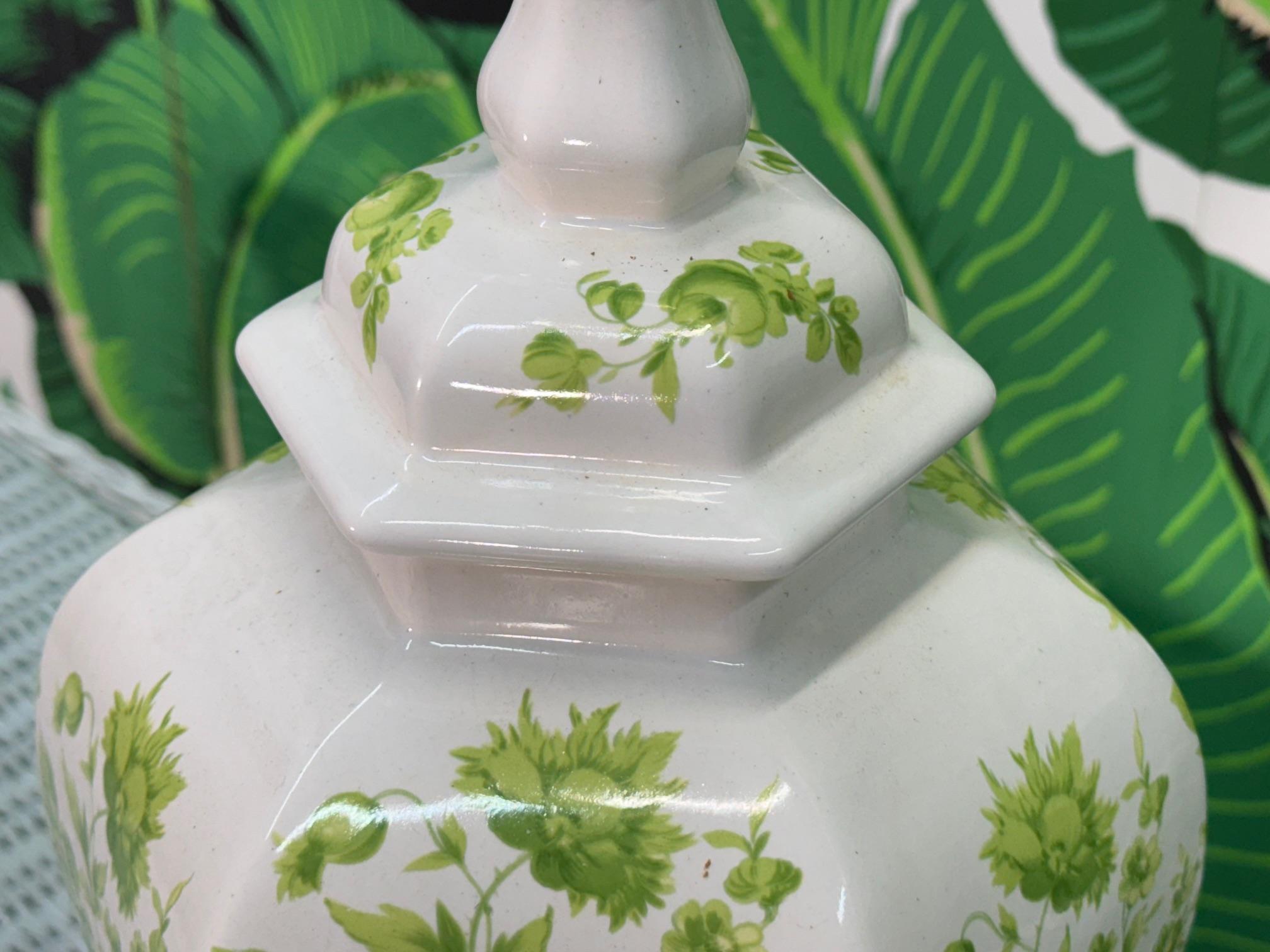 Ceramic Ginger Jar Vine Motif Table Lamps For Sale 2