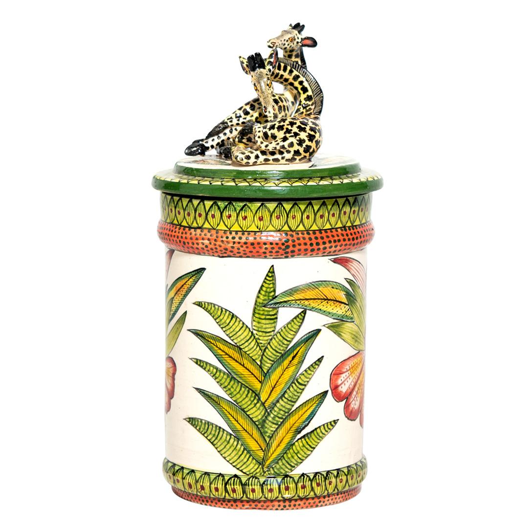 Modern Ceramic Giraffe Cookie Jar Hand Made In South Africa For Sale