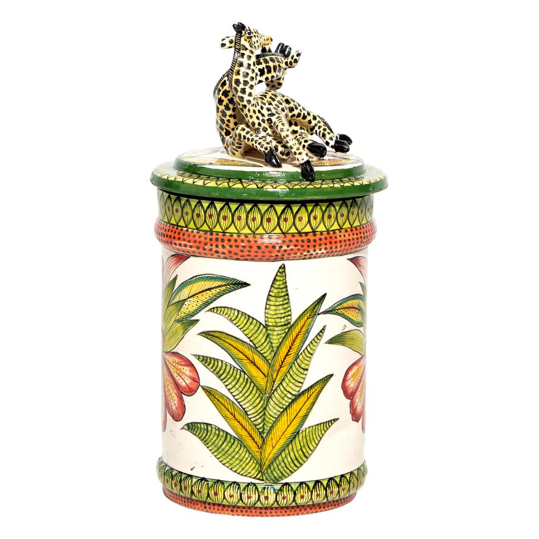 South African Ceramic Giraffe Cookie Jar Hand Made In South Africa For Sale