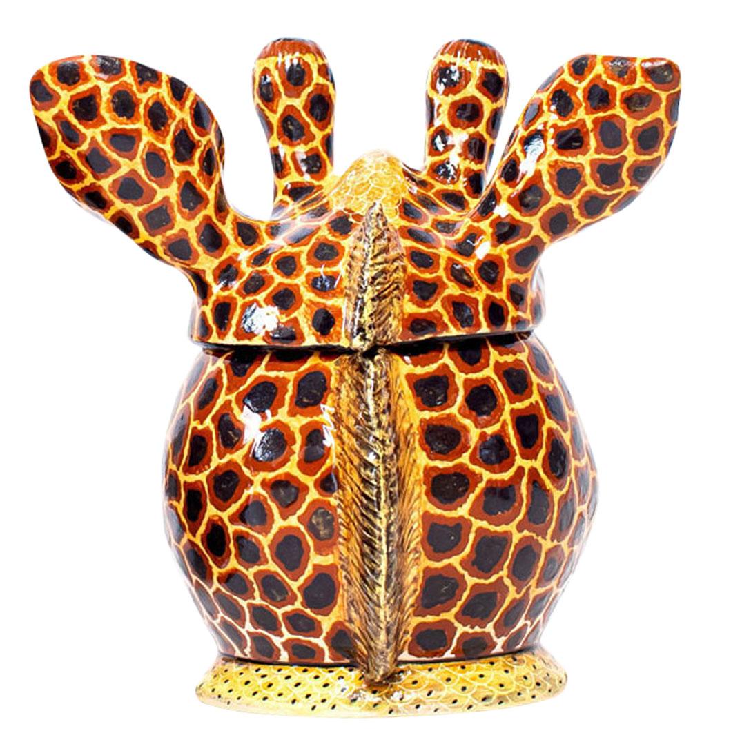 Giraffe Head Jewelry Box
Hand Painted by Winnie Mchunu and Sculpted by Sfiso

The Giraffe Head Jewelry Box is a stunning example of handcrafted ceramic art from Love Art Ceramic in South Africa, skillfully designed by the talented duo Winnie Mchunu