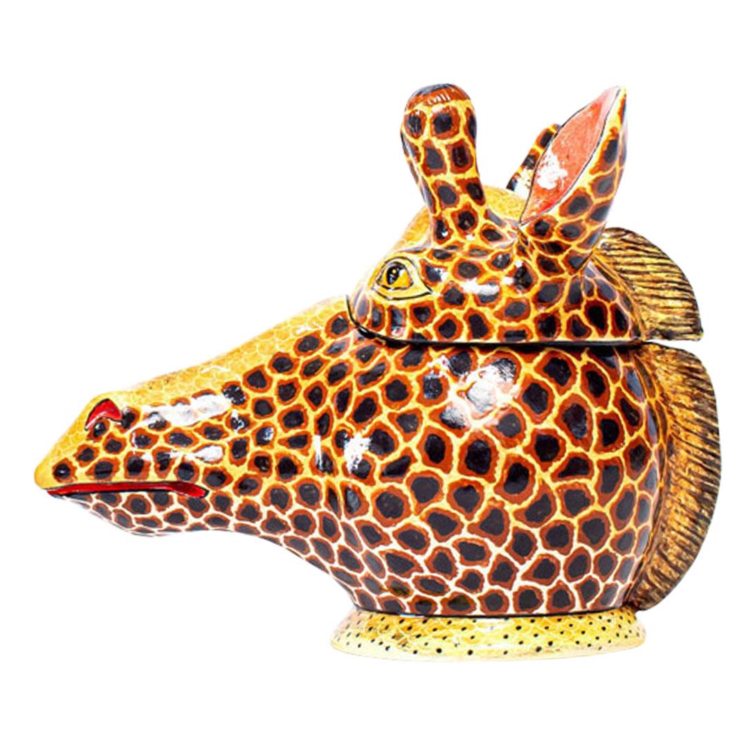 South African Ceramic Giraffe Head  Jewelry Box  , hand made in South Africa For Sale