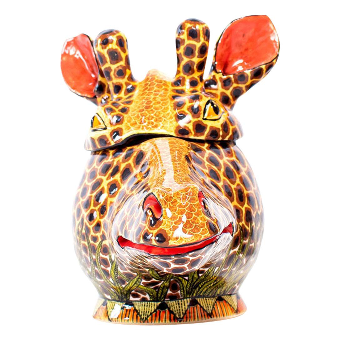 Hand-Painted Ceramic Giraffe Head  Jewelry Box  , hand made in South Africa