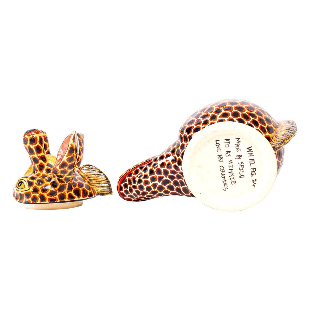 Contemporary Ceramic Giraffe Head  Jewelry Box  , hand made in South Africa For Sale