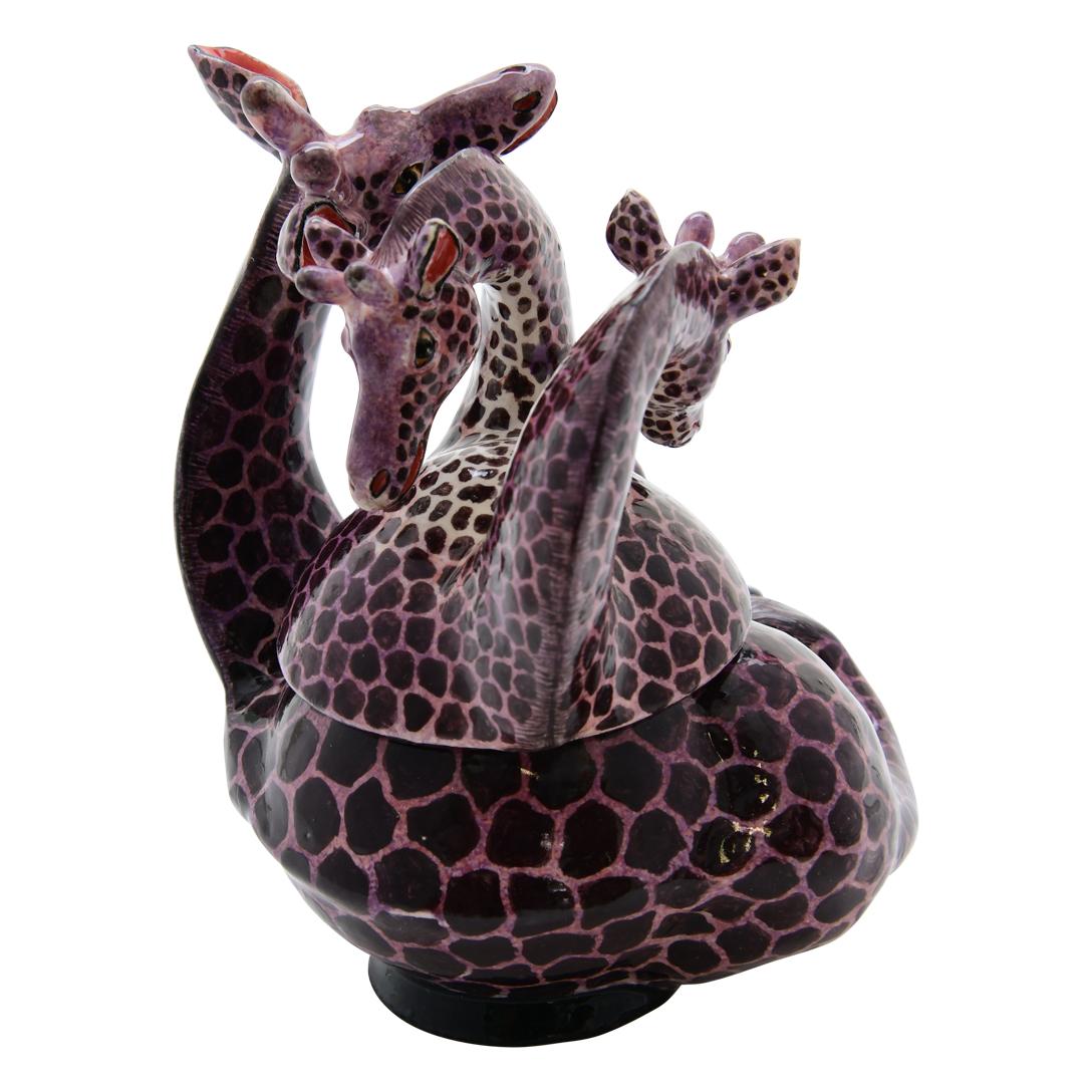 Modern Ceramic  Giraffe Jewelry  Box  , hand made in South Africa For Sale