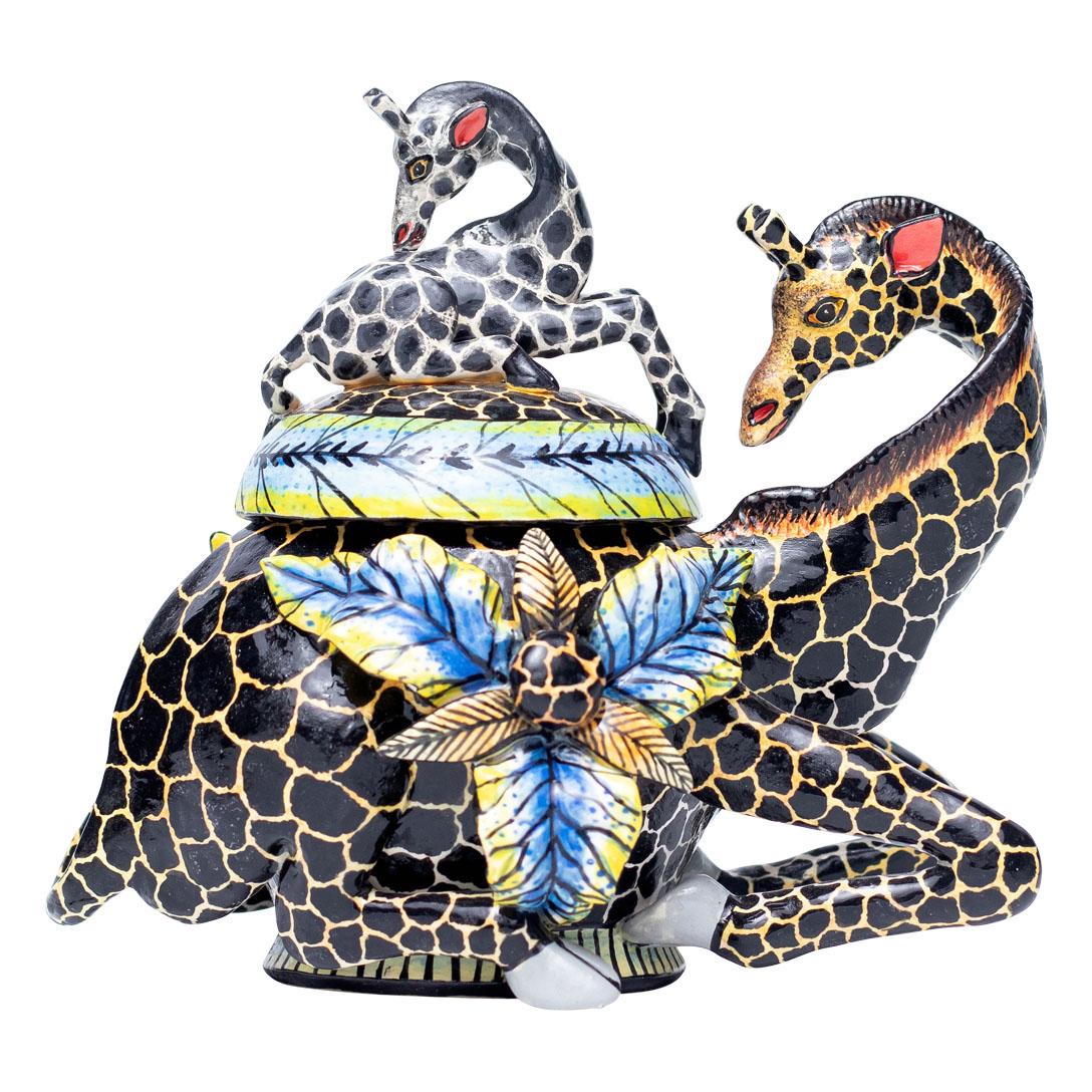Hand-Painted Ceramic Giraffe  Jewelry Box  , hand made in South Africa