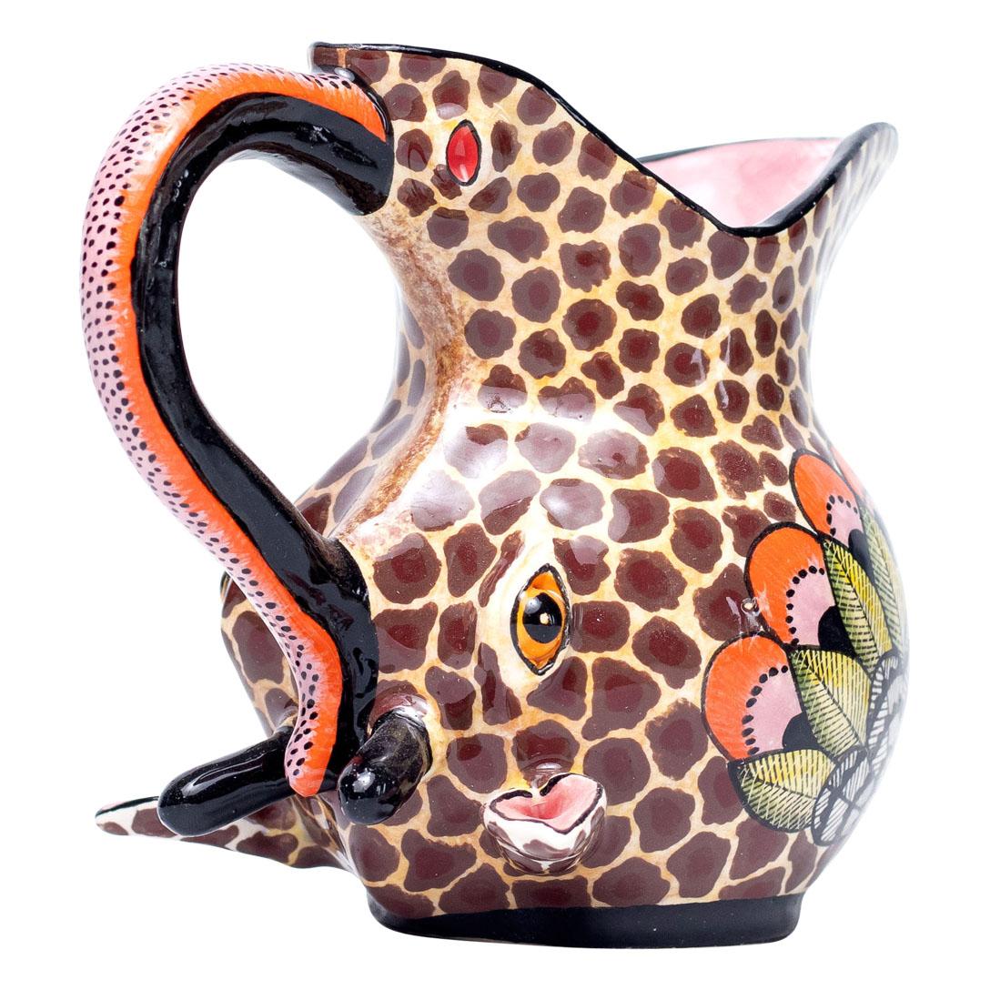 Ceramic Giraffe Jug  , hand made in South Africa In Excellent Condition For Sale In North Miami, FL