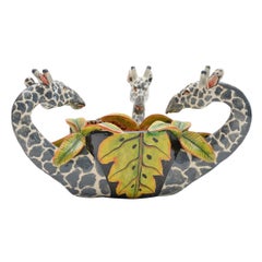 Giraffa in ceramica  Ciotola di arachidi, fatta a mano in Sudafrica