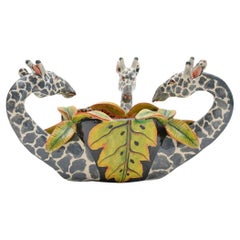 Giraffa in ceramica  Ciotola di arachidi, fatta a mano in Sudafrica