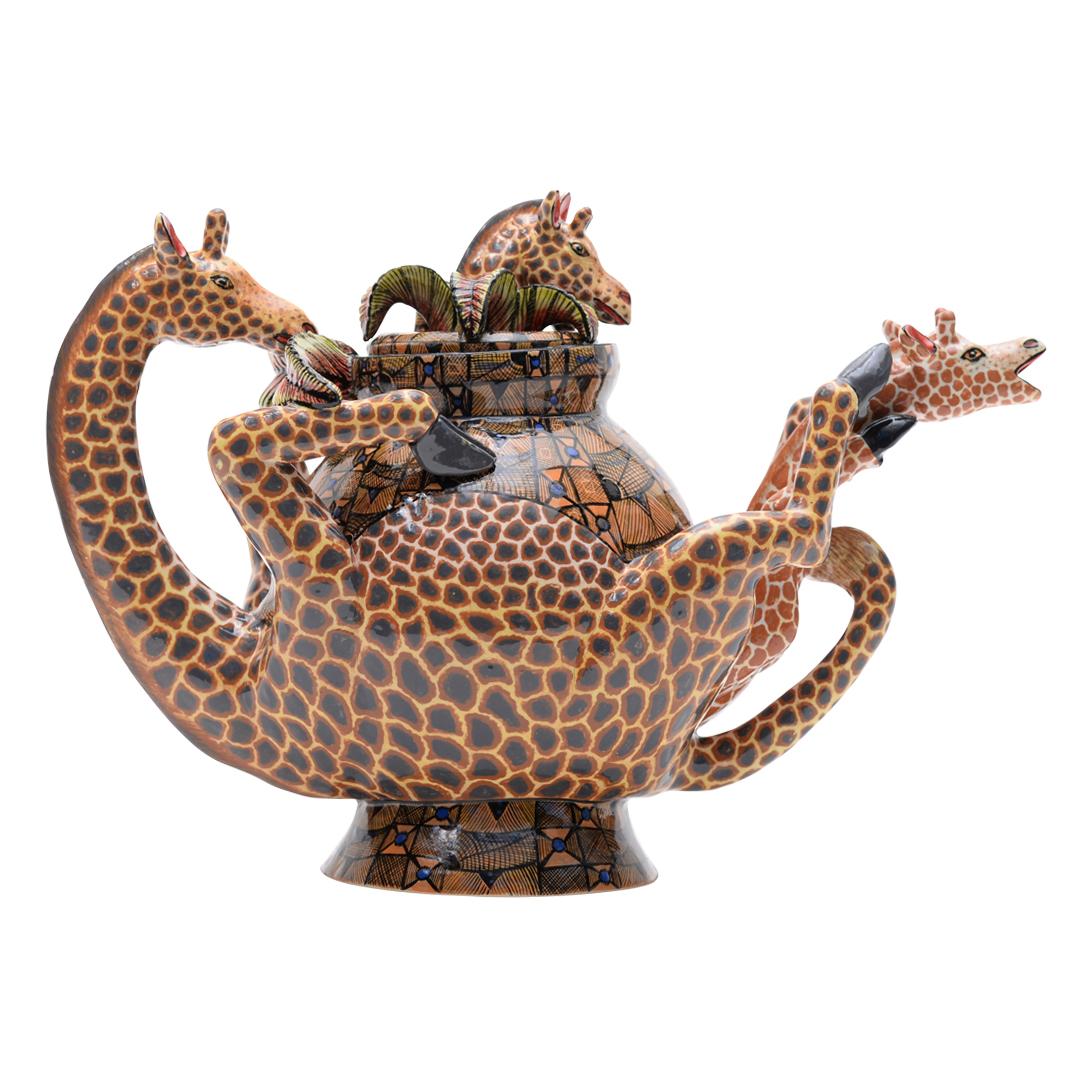 Modern Ceramic Giraffe  teapot  , hand made in South Africa