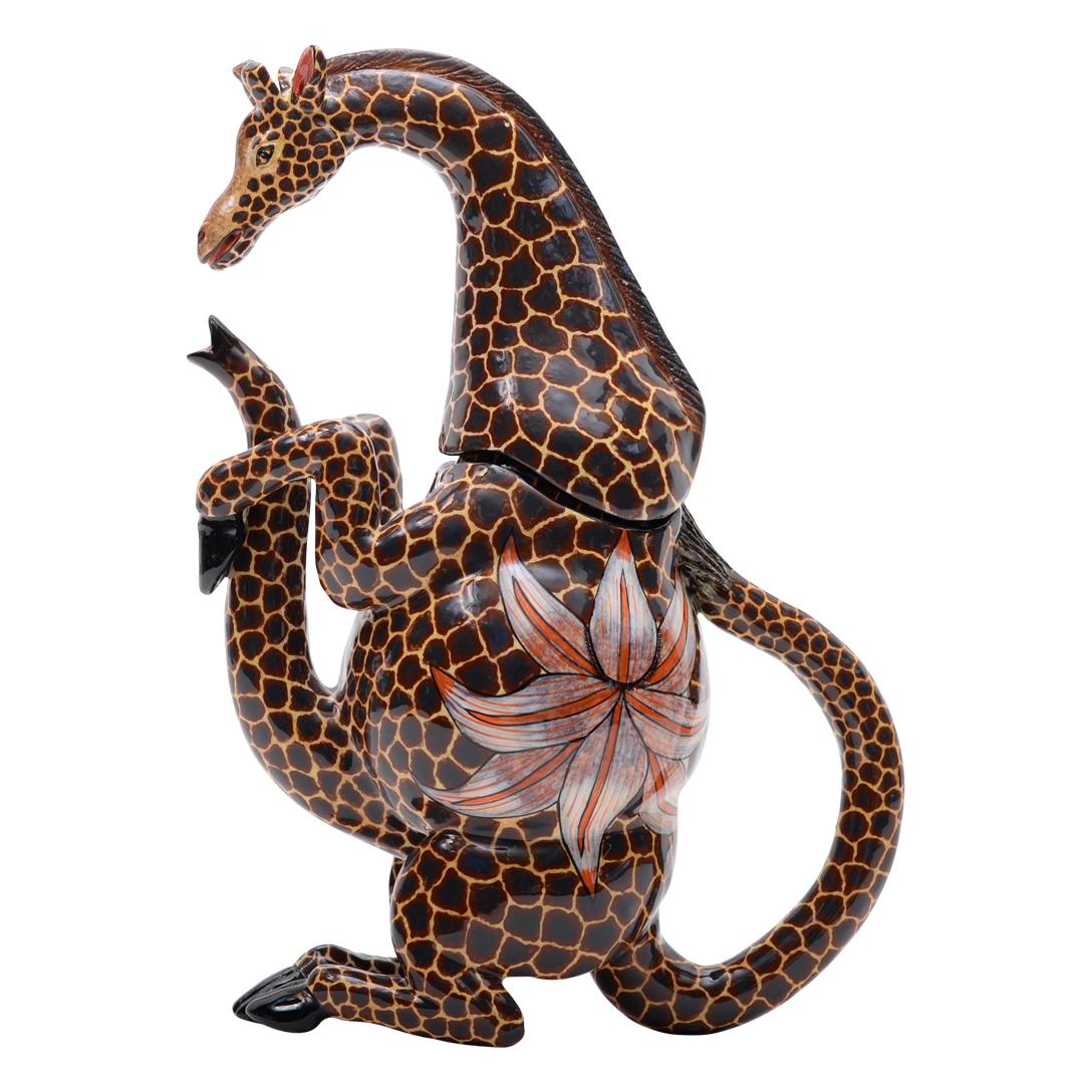 XXI secolo e contemporaneo Giraffa in ceramica  teiera  , realizzato a mano in Sudafrica in vendita