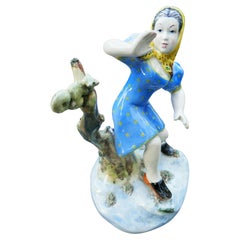 Ceramic girl with squirrel Ronzan style - Lenci - Essevi