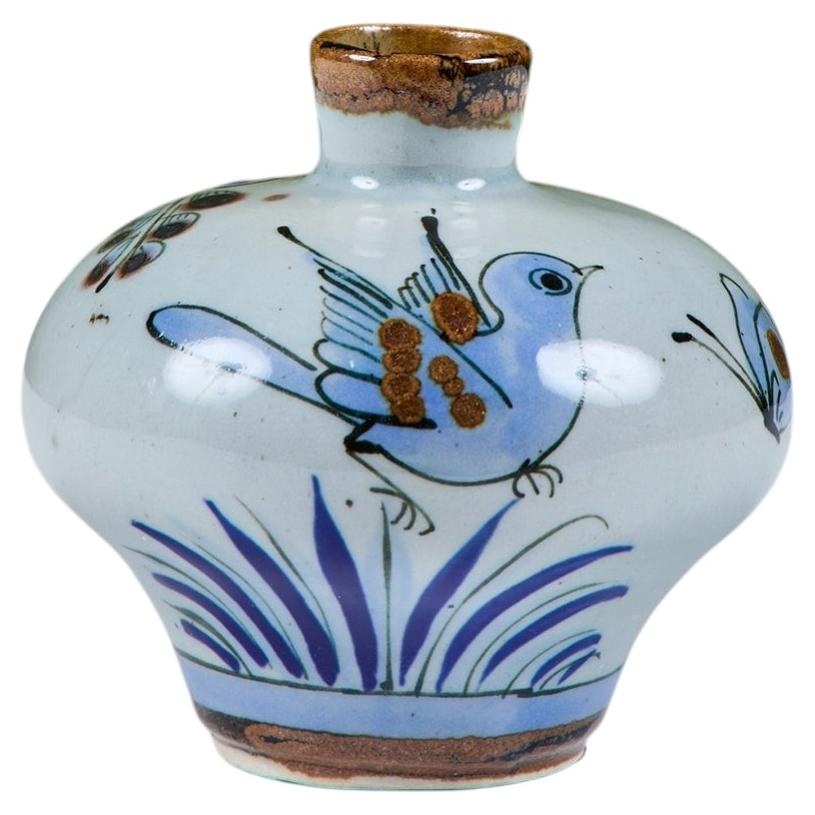 Keramikvase mit Vogelmotiv und Glasur von Ken Edwards, um die 1950er Jahre