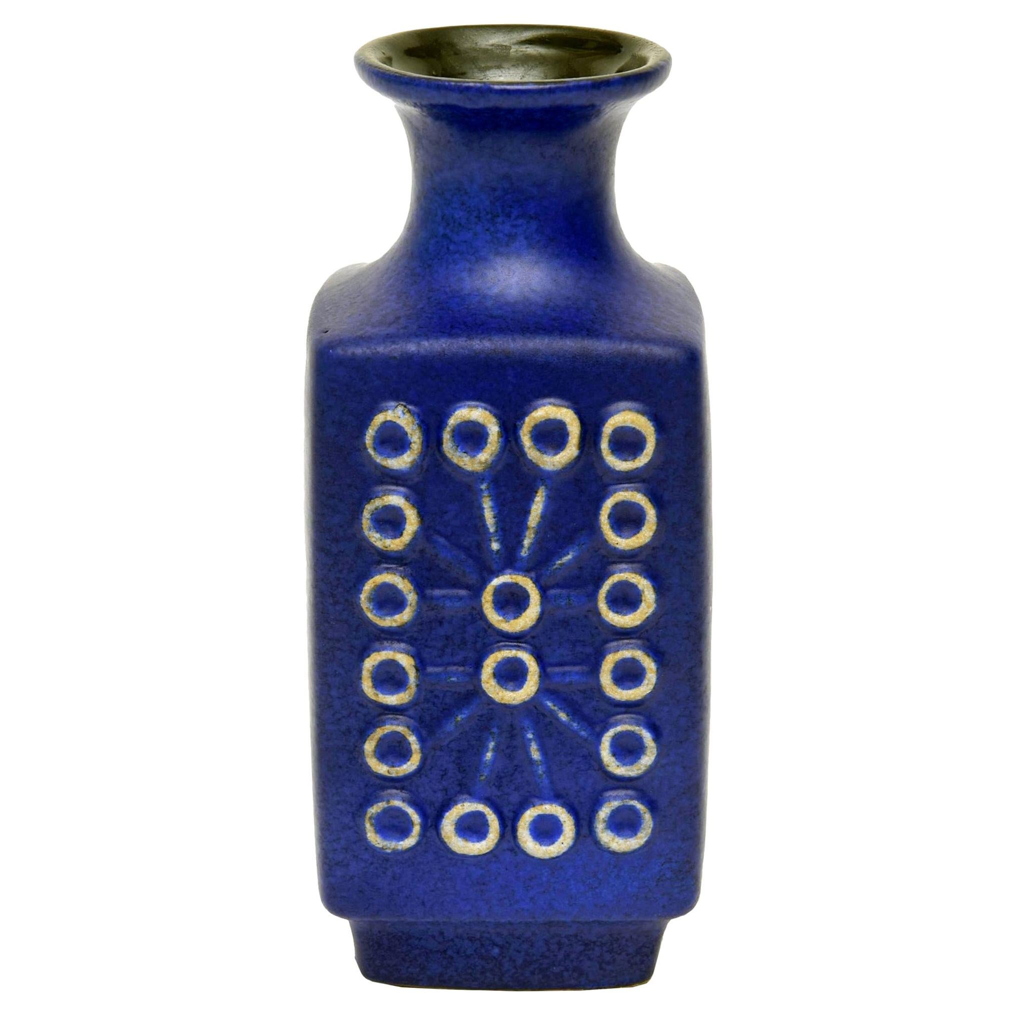 Ceramic Glazed Cobalt Blue Vase or Vessel Mid-Century Modern