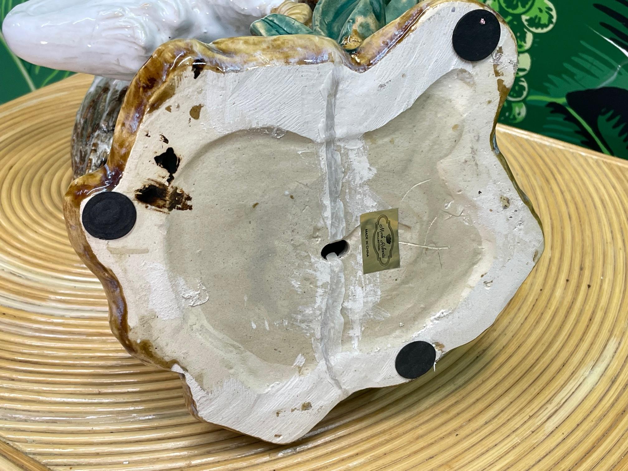 Ceramic Glazed Egret Statue 4