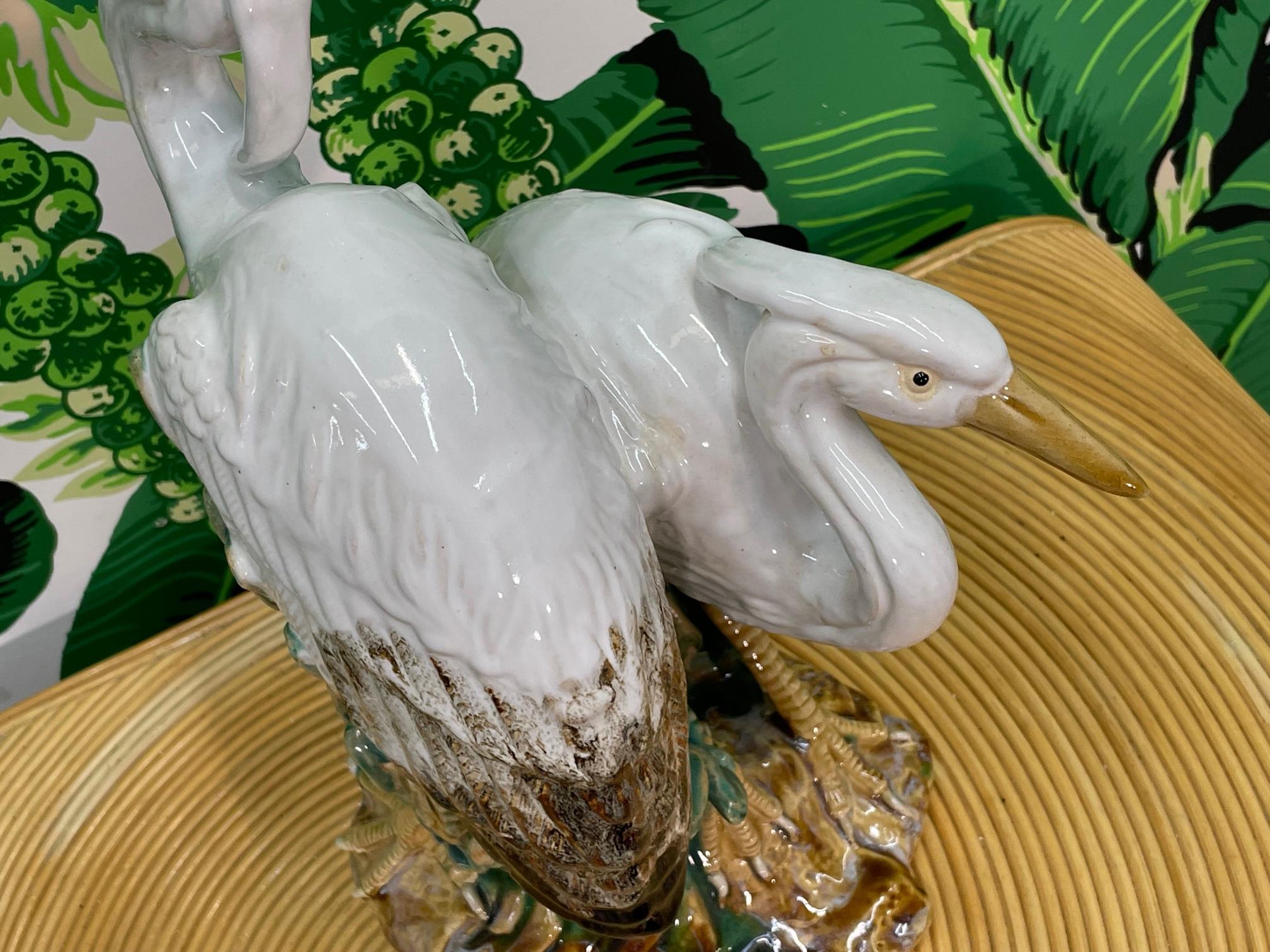 Ceramic Glazed Egret Statue 1