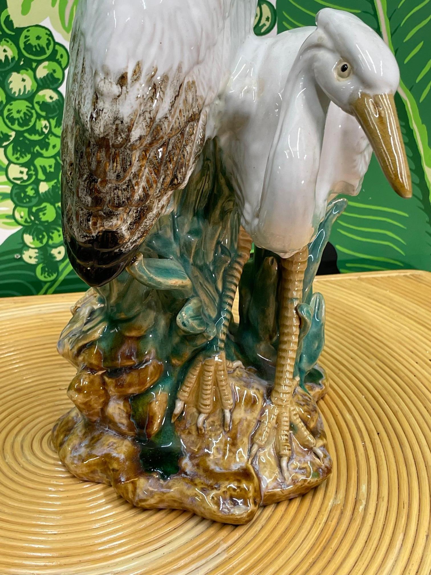 Ceramic Glazed Egret Statue 2