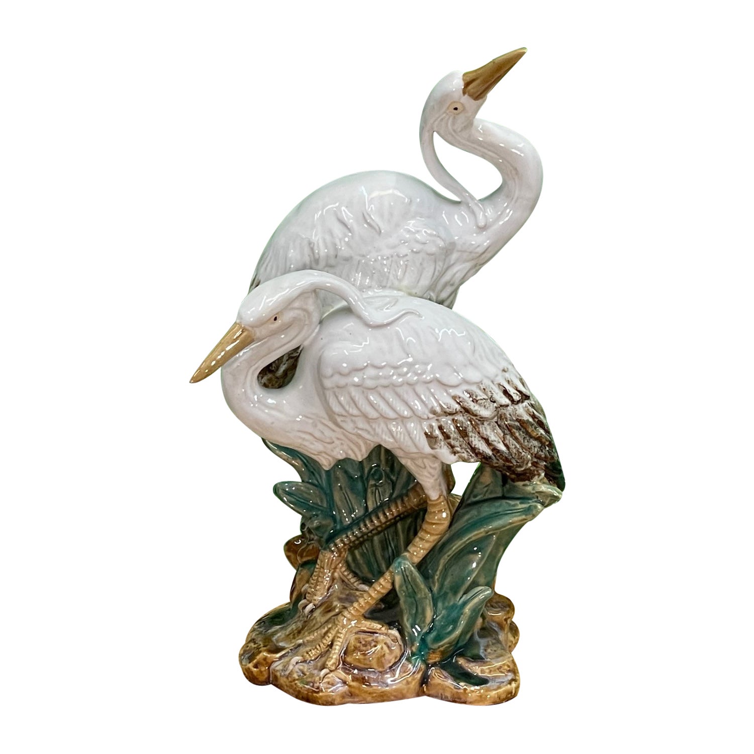 Ceramic Glazed Egret Statue