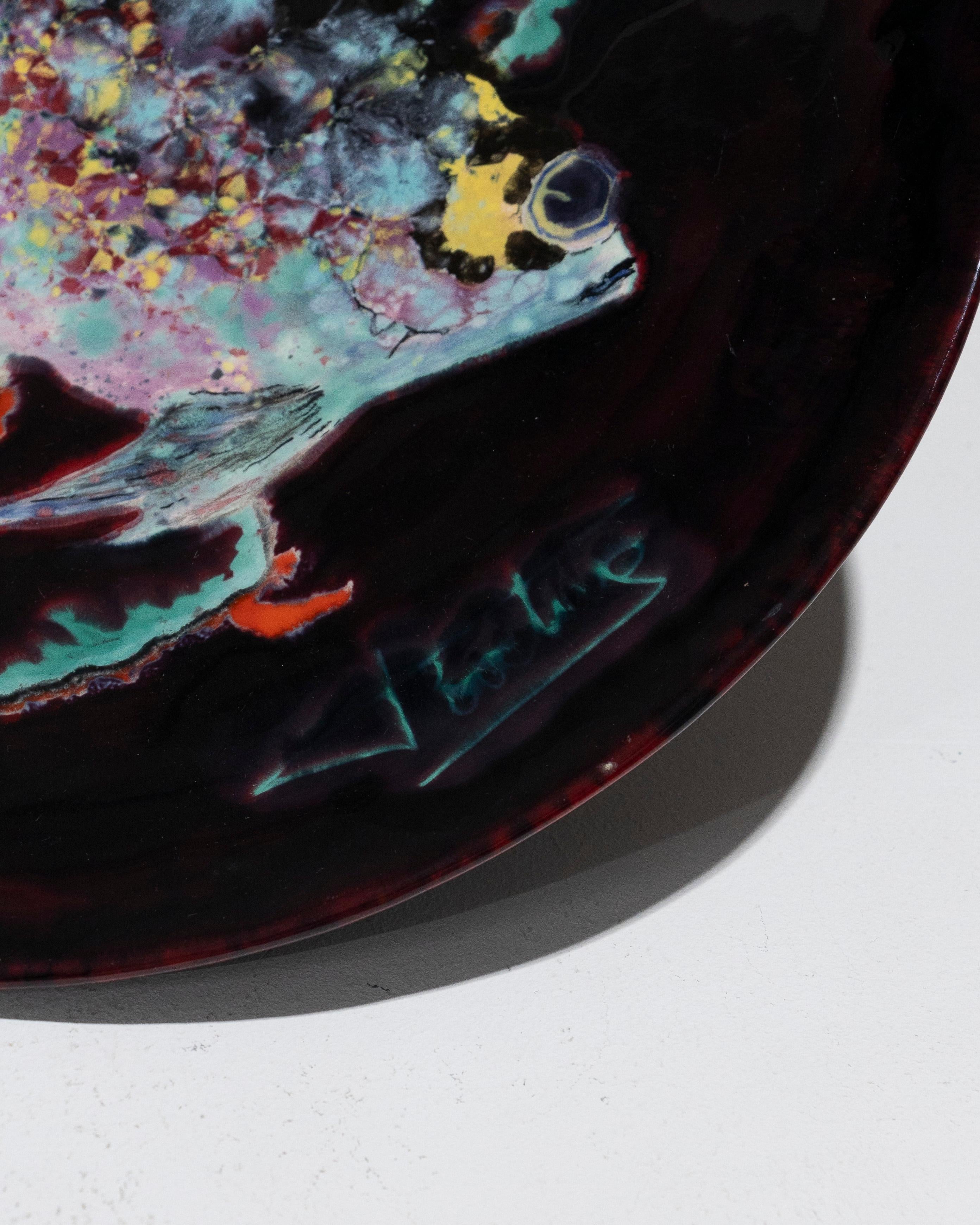 Bol en forme de poisson en céramique émaillée, années 1950 en vente 1