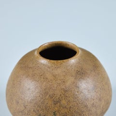 Ceramic Glazed Orb Vase in with Tan and Brown Glaze