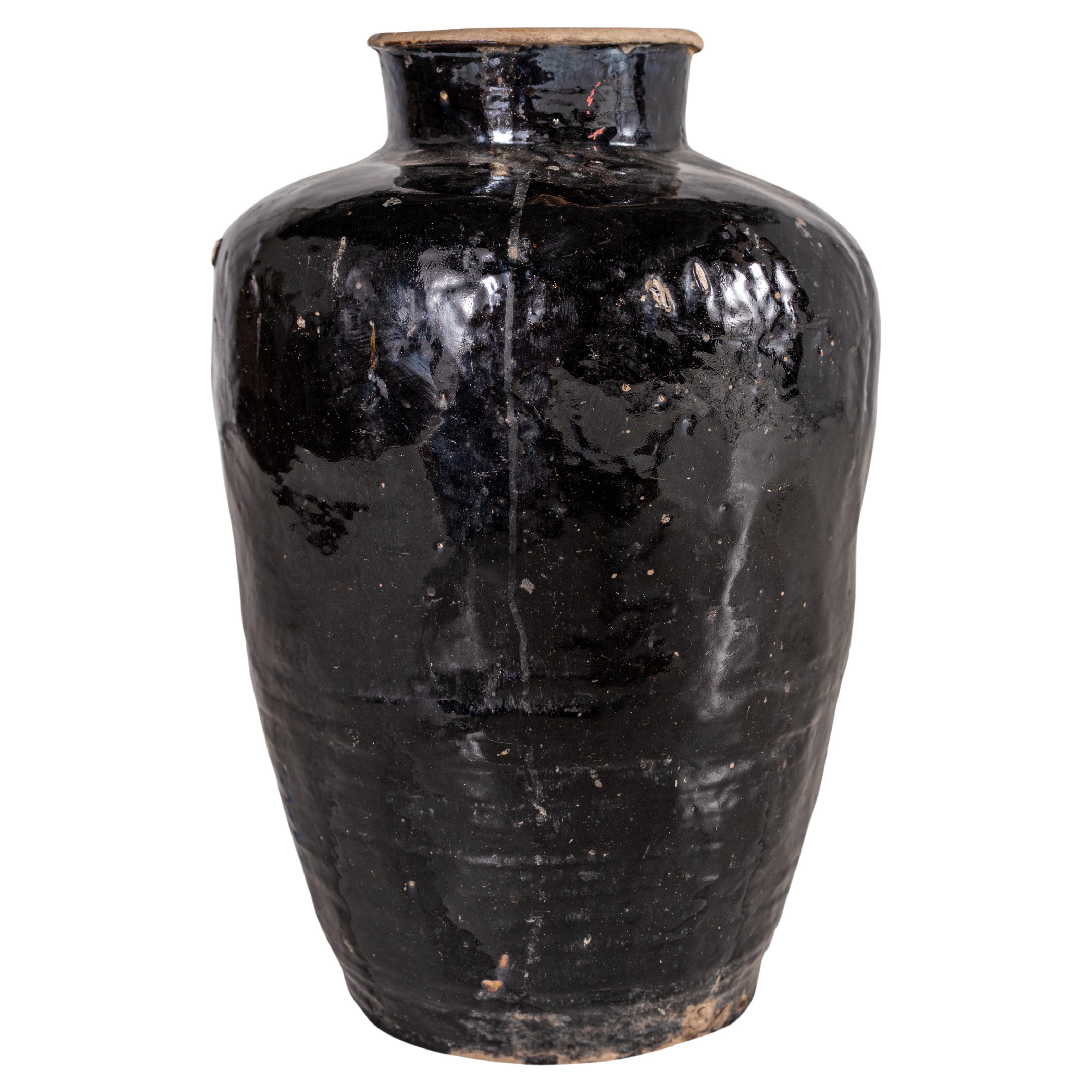 Ceramic Glazed Storage Jar with Lid For Sale at 1stDibs