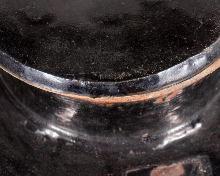 Ceramic Glazed Storage Jar with Lid For Sale at 1stDibs