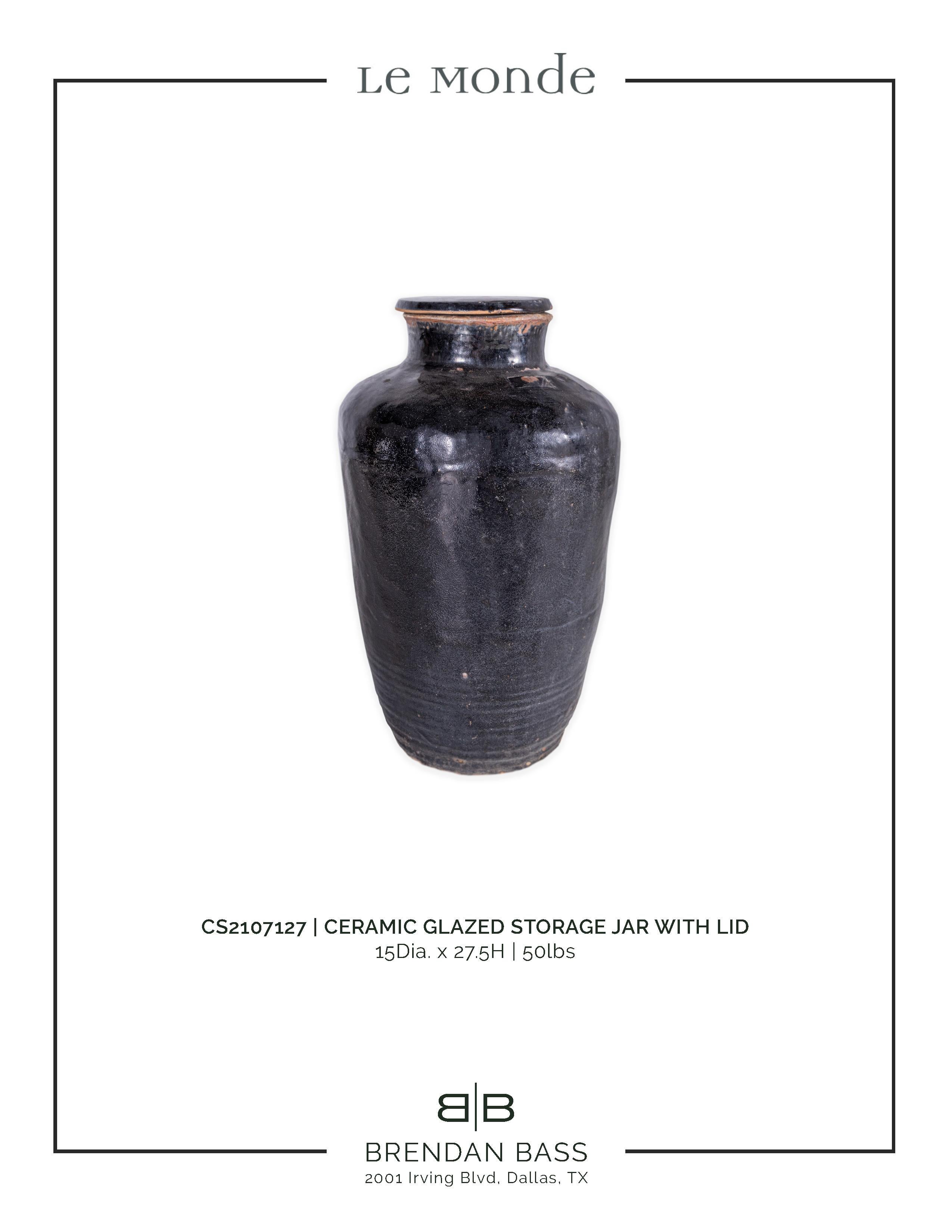 Contemporary Ceramic Glazed Storage Jar with Lid For Sale