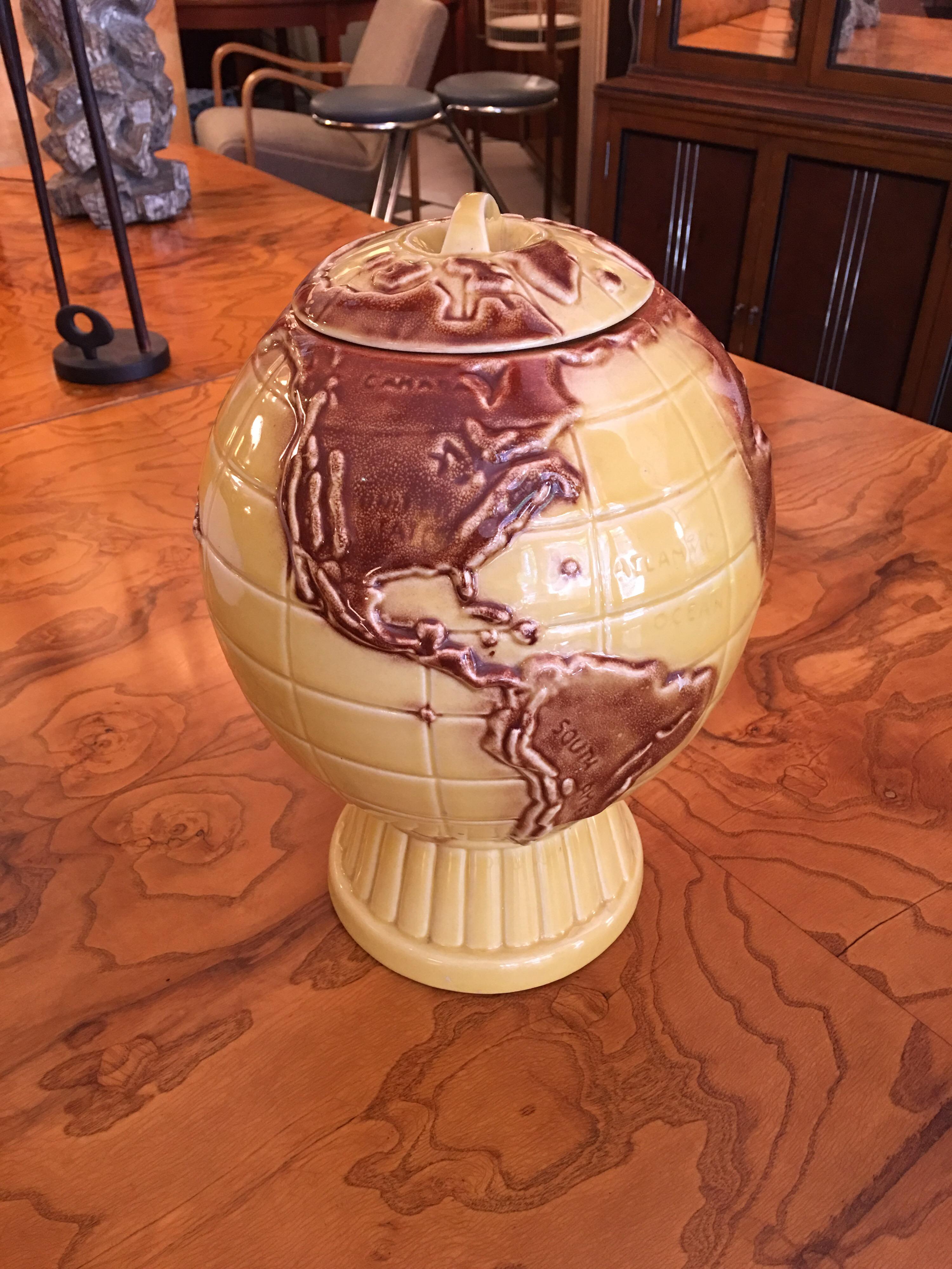 Ceramic Globe Cookie Jar 3
