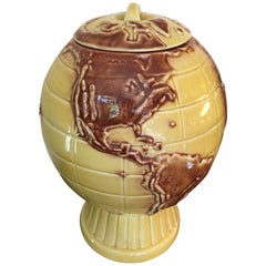 Retro Ceramic Globe Cookie Jar