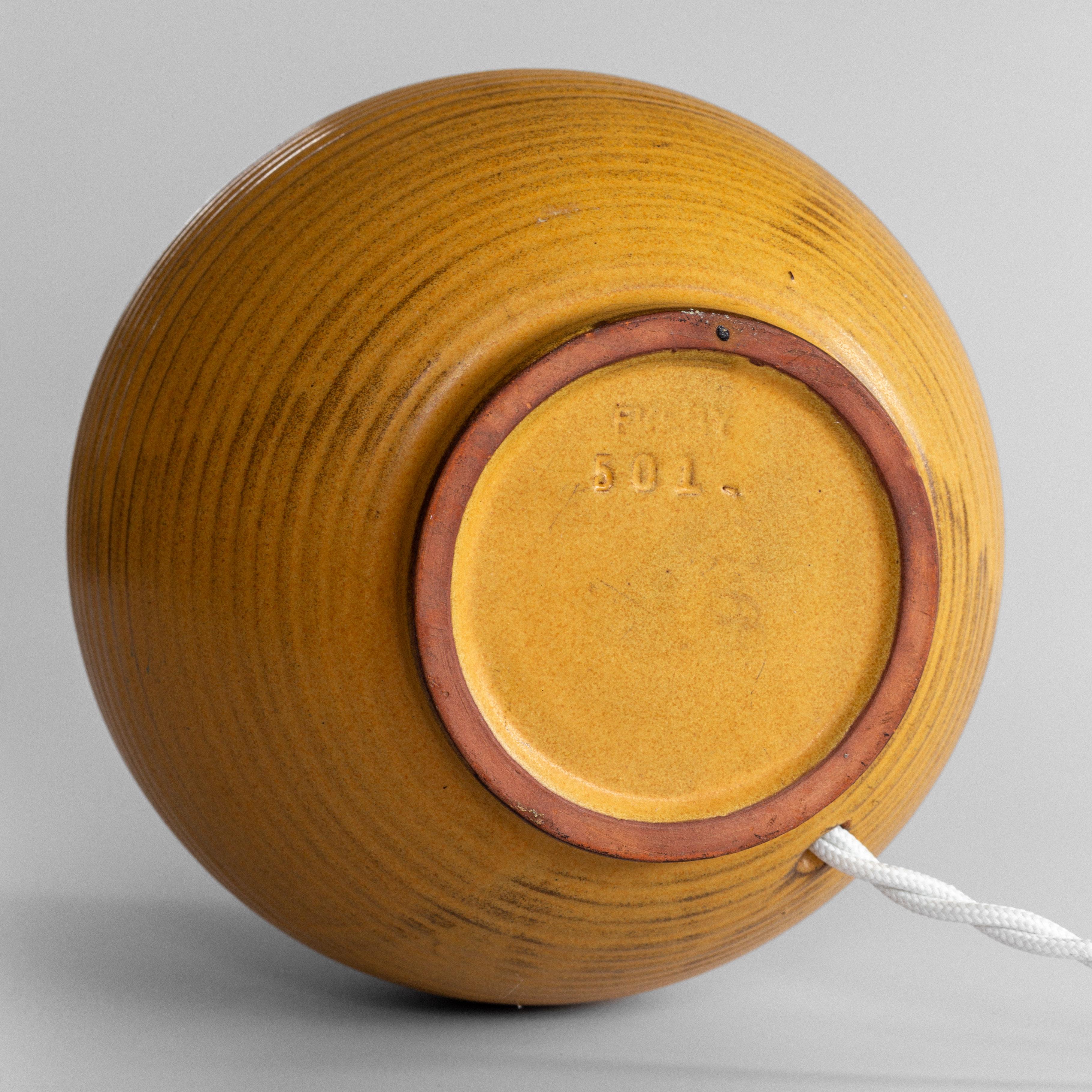 Ceramic Globe Table Lamp by Upsala Ekeby, 1930s, Sweden, Scandinavian Modern For Sale 3