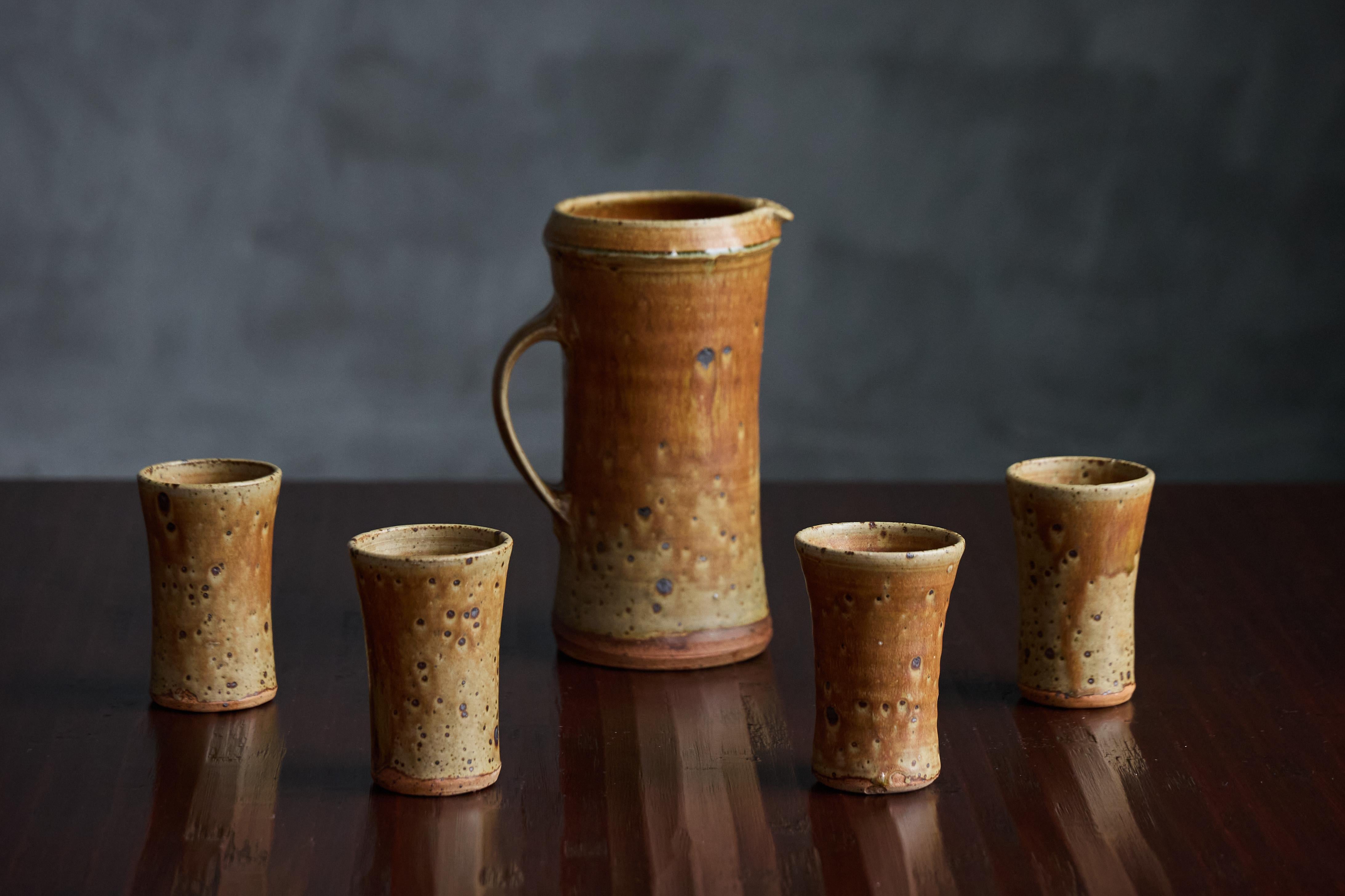 Ceramic Goblets and Pitcher By Gustave Tiffoche, France, 1970s 6