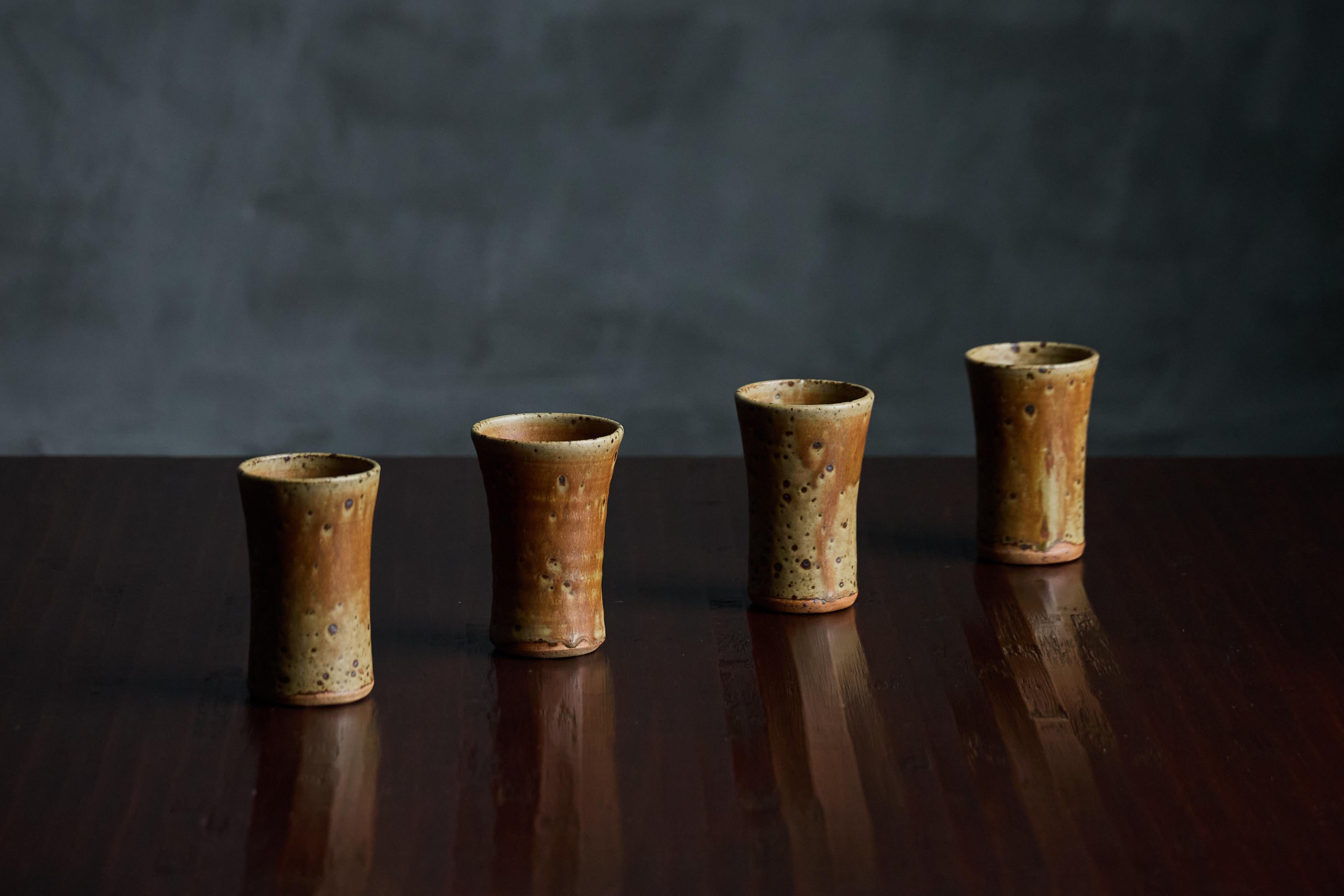 French Ceramic Goblets and Pitcher By Gustave Tiffoche, France, 1970s