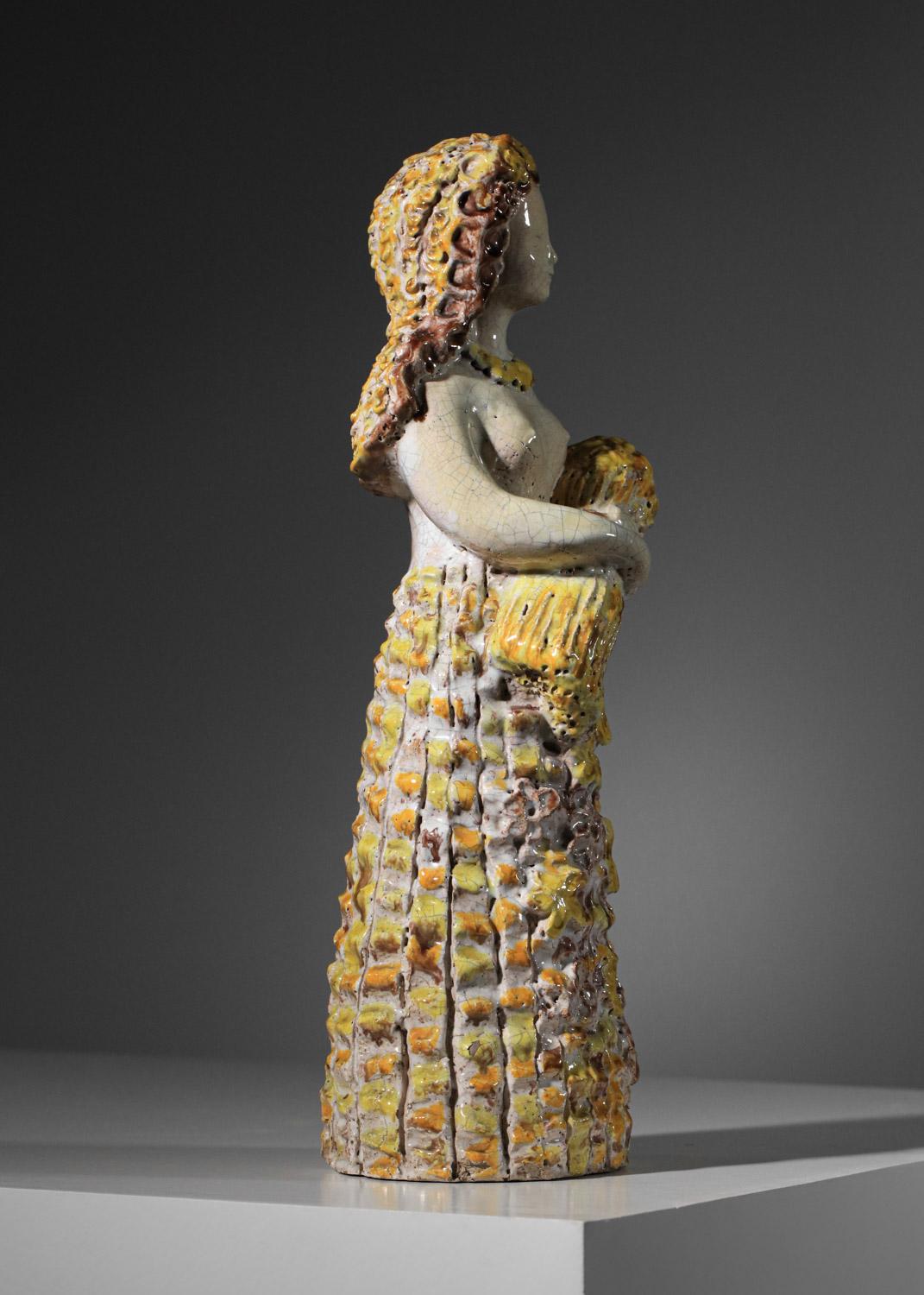 Keramikgöttin von Denise Picard aus der Werkstatt von Paul Pouchol, George Jove im Angebot 2