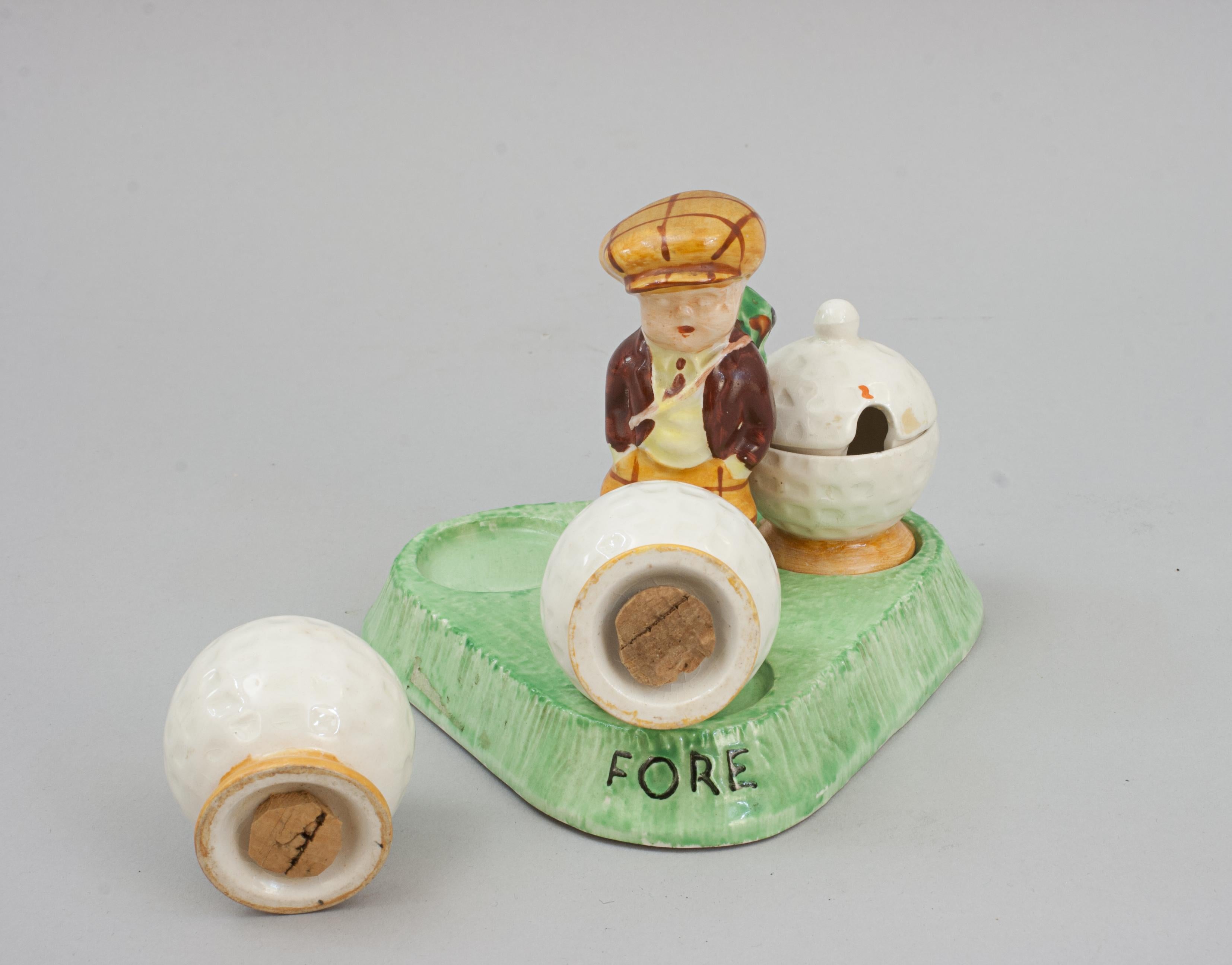 Mid-20th Century Ceramic Golf Cruet Set, Crown Devon For Sale
