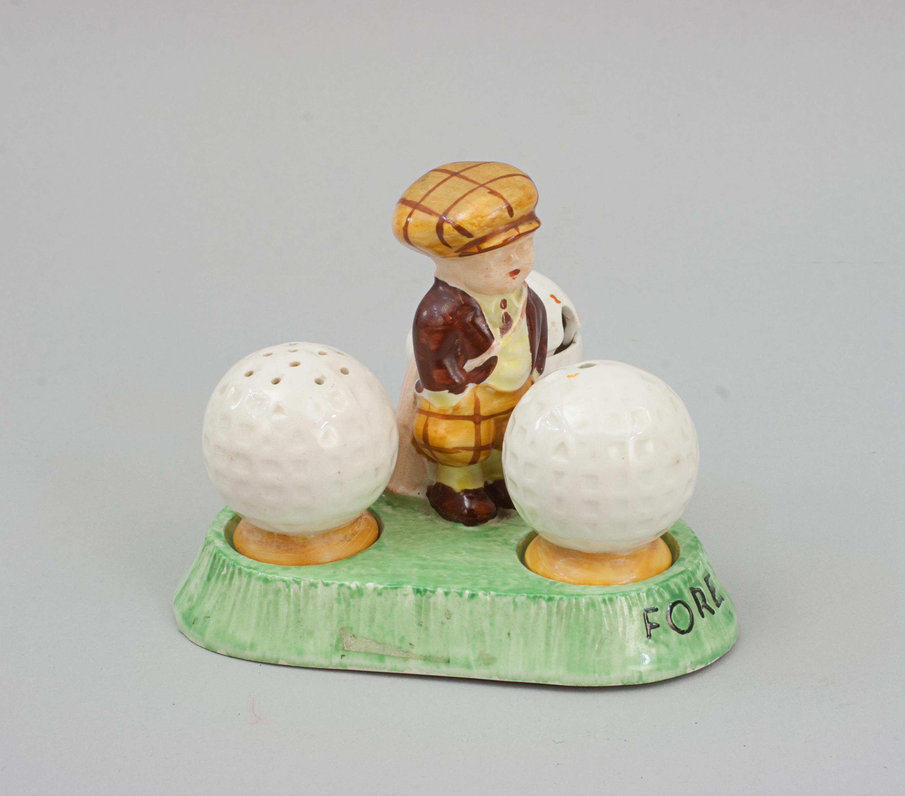 Ceramic Golf Cruet Set, Crown Devon For Sale 1