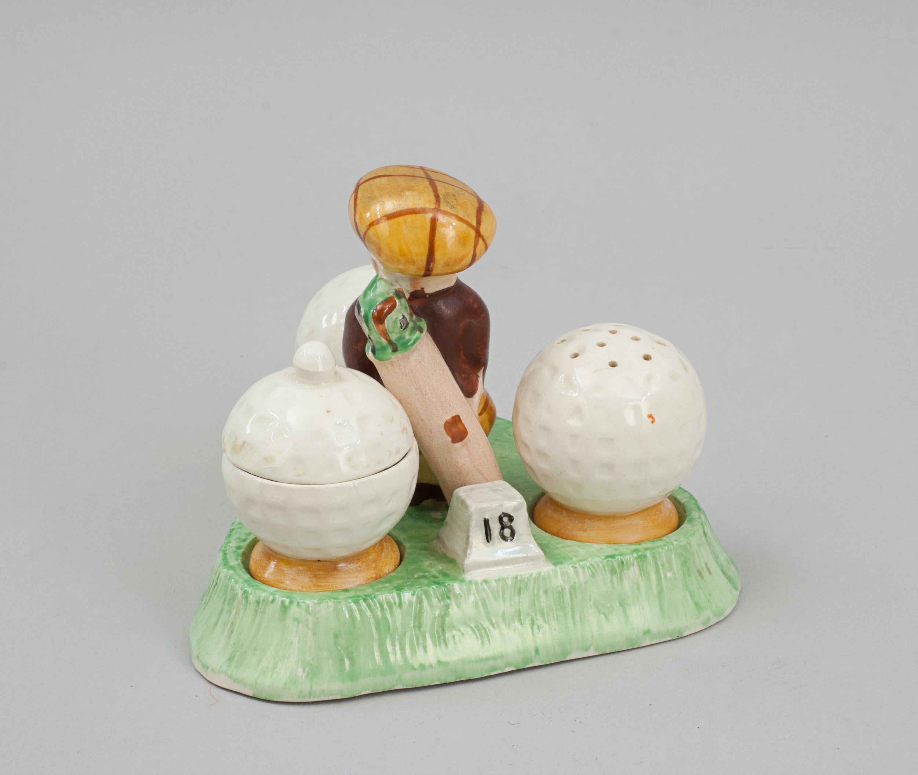 Ceramic Golf Cruet Set, Crown Devon For Sale 2