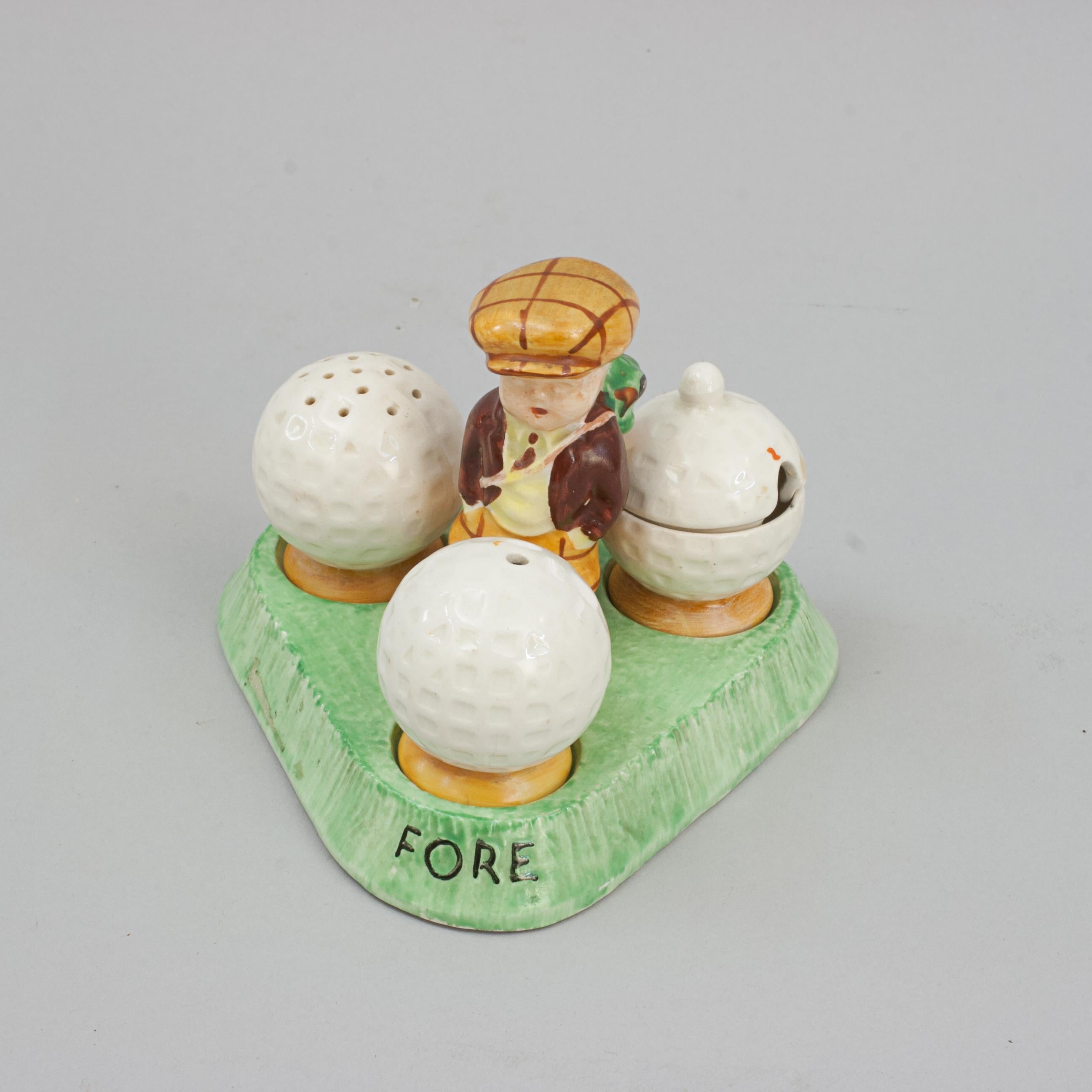 Ceramic Golf Cruet Set, Crown Devon For Sale 3
