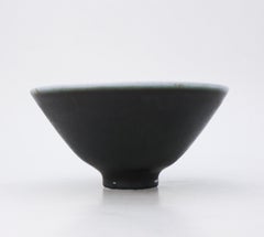 Midcentury Ceramic Bowl by Carl-Harry Stålhane, Rörstrand, Dark Blue Glaze
