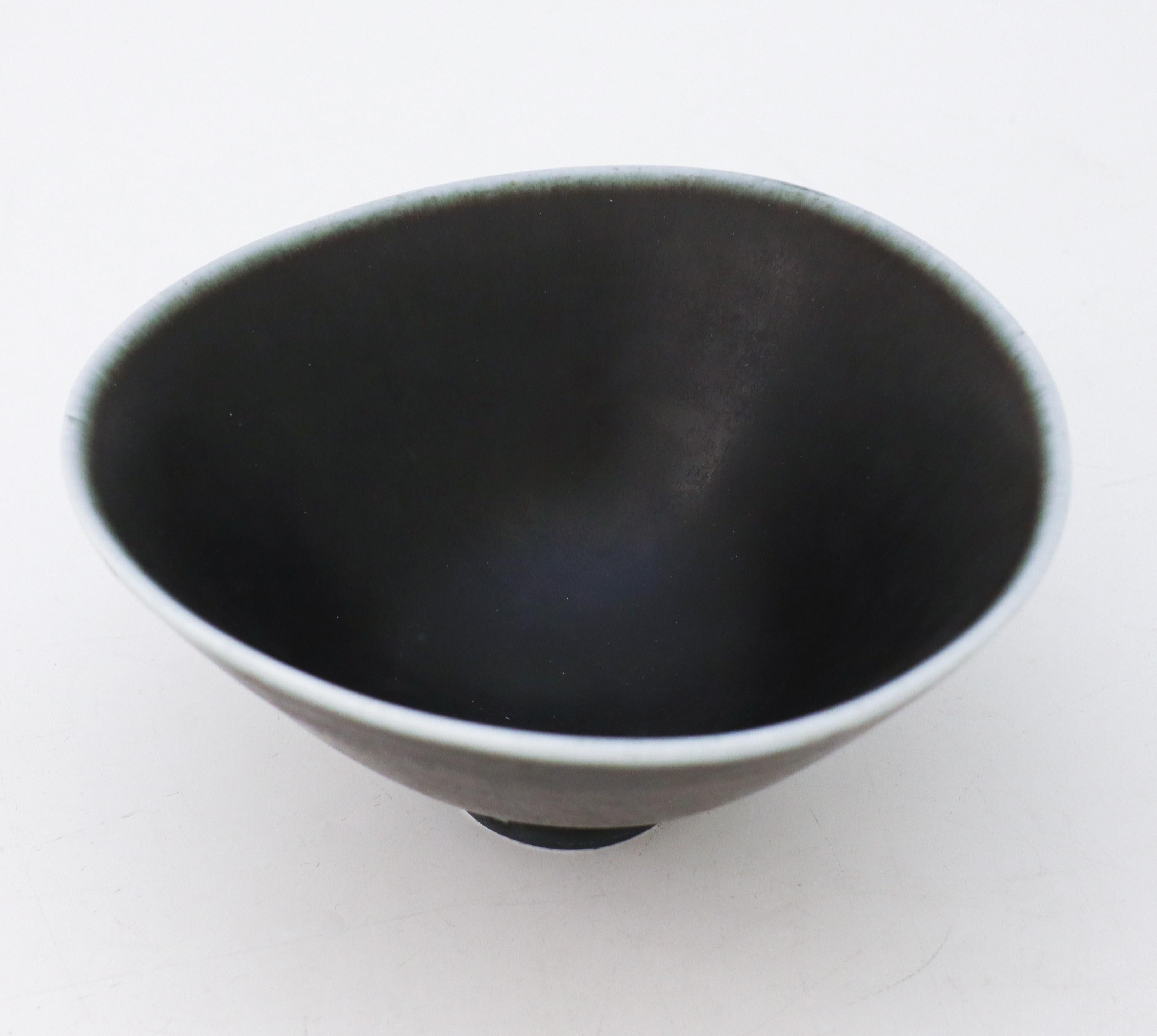 Cuenco de cerámica gris moteado Carl-Harry Stålhane, Rörstrand, Vintage Midcentury Sueco en venta
