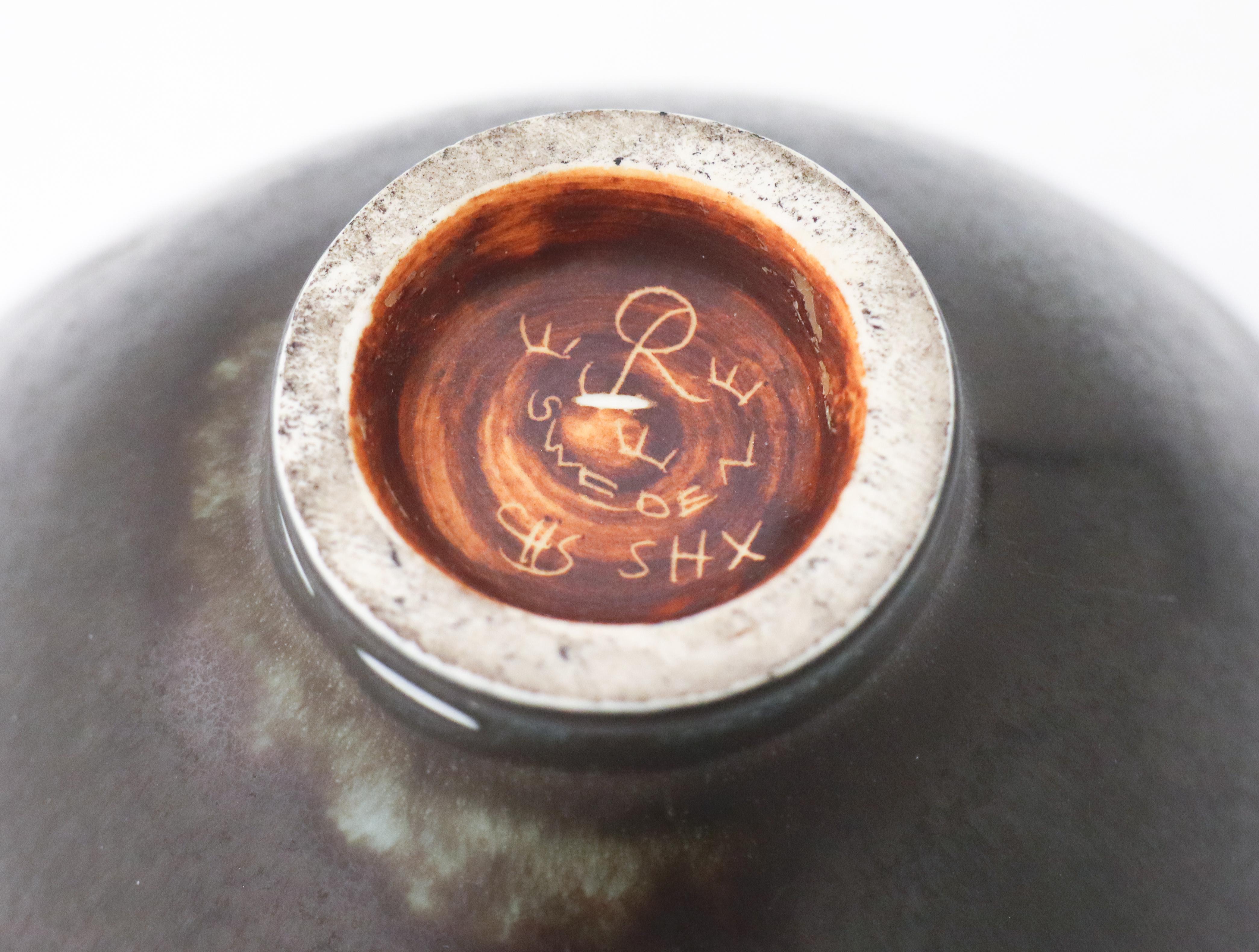 Cuenco de cerámica gris moteado Carl-Harry Stålhane, Rörstrand, Vintage Midcentury Cerámico en venta