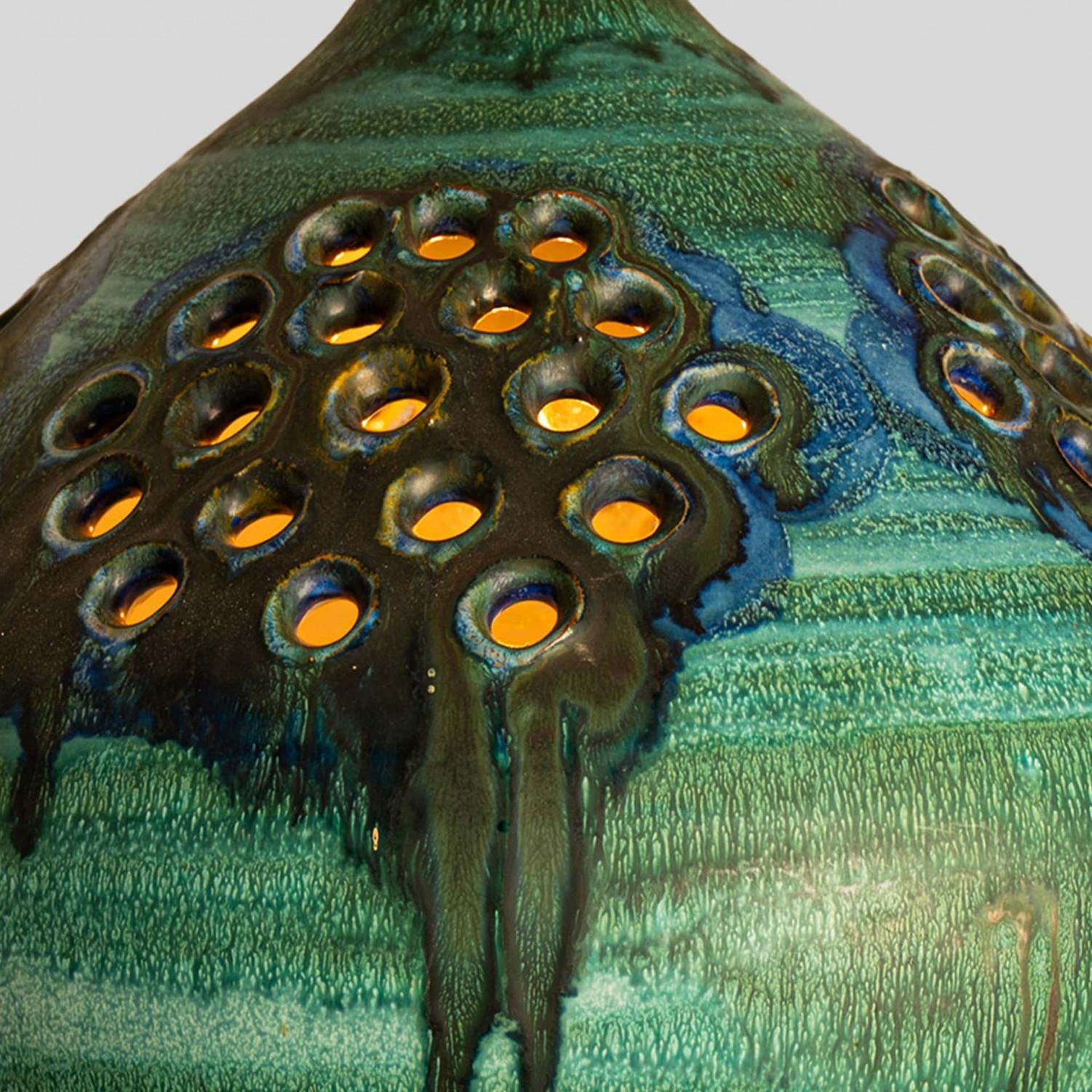 Mid-Century Modern Pendentif en céramique vert bleu marron, Danemark années 1960 en vente