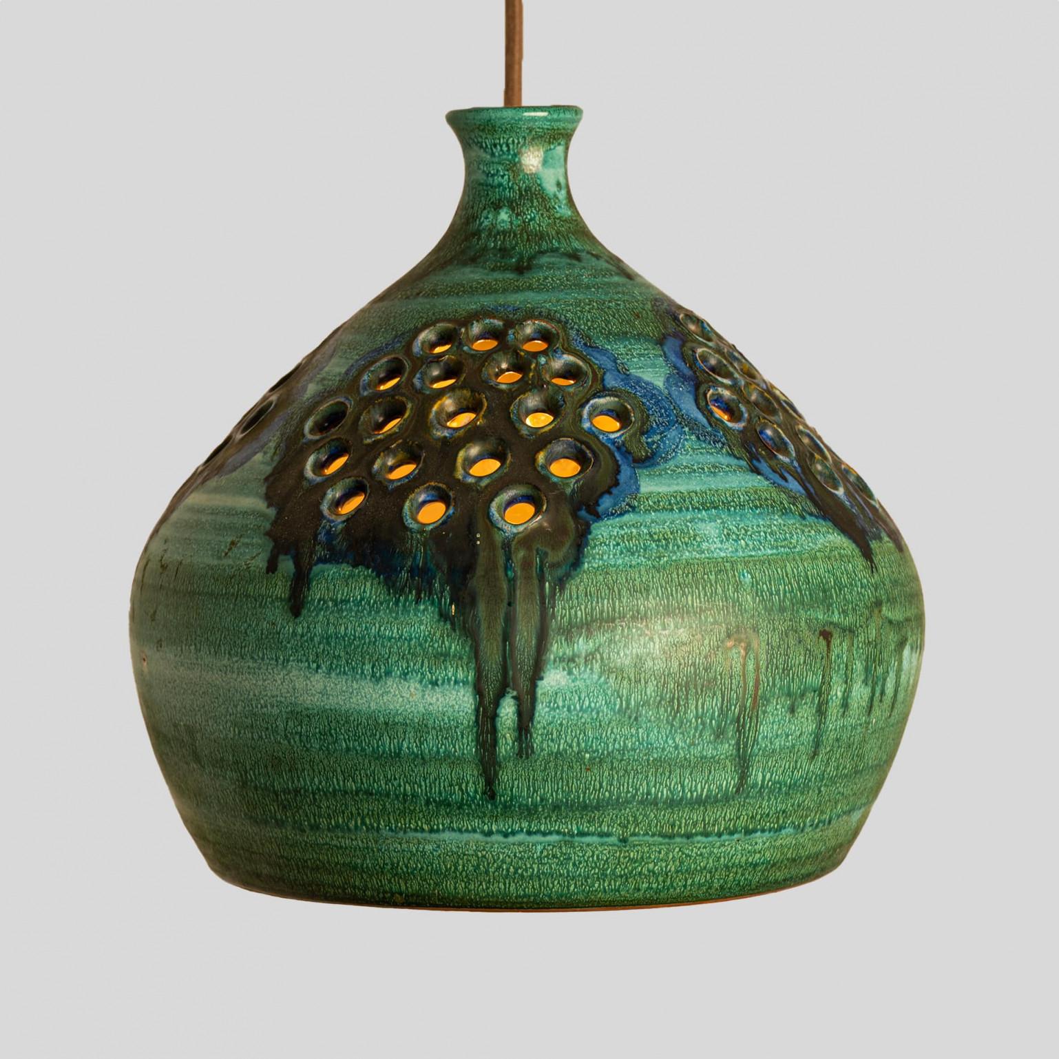 Autre Pendentif en céramique vert bleu marron, Danemark années 1960 en vente