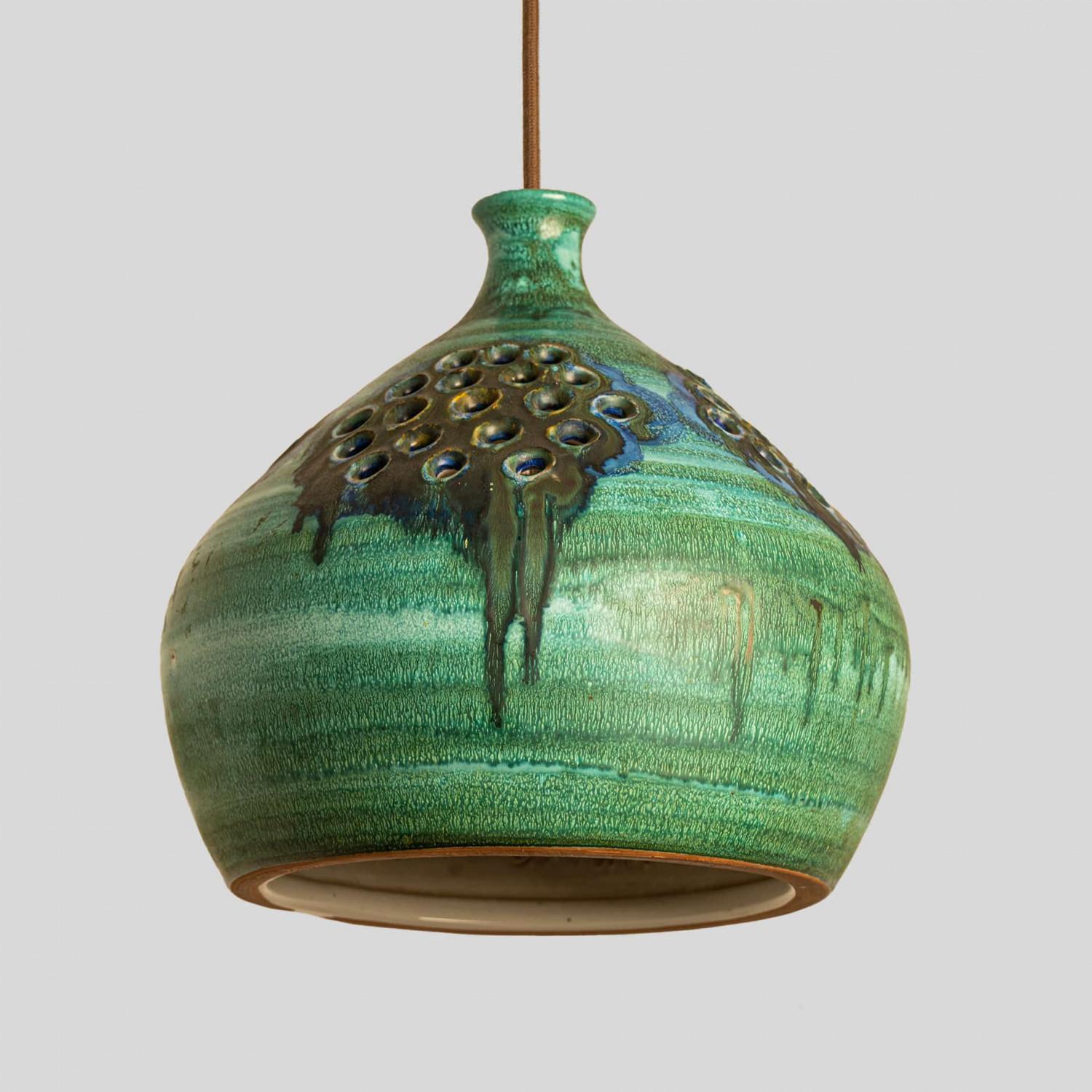 Céramique Pendentif en céramique vert bleu marron, Danemark années 1960 en vente