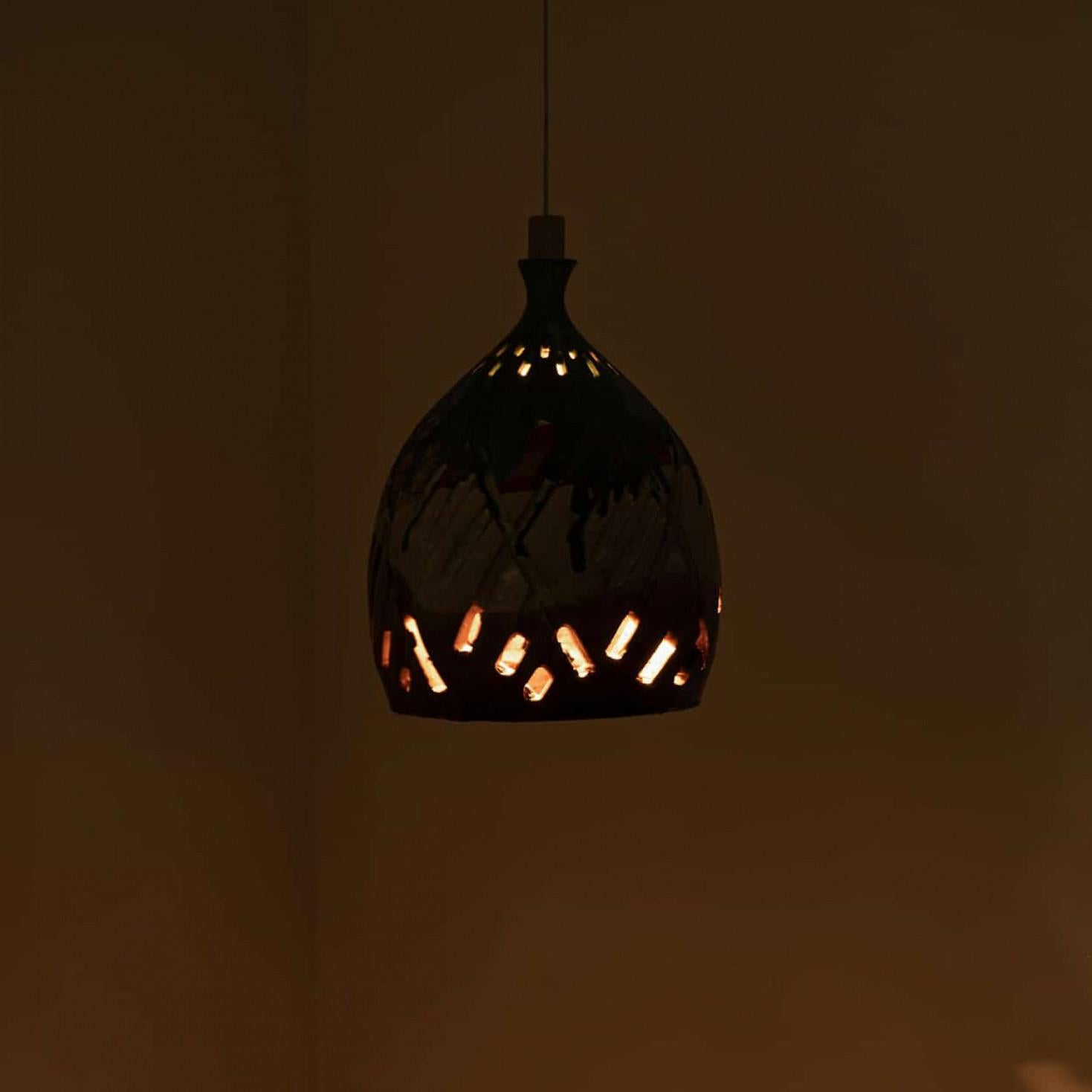 Grünbraun-beige Keramik-Anhänger, Dänemark, 1960er Jahre im Angebot 4