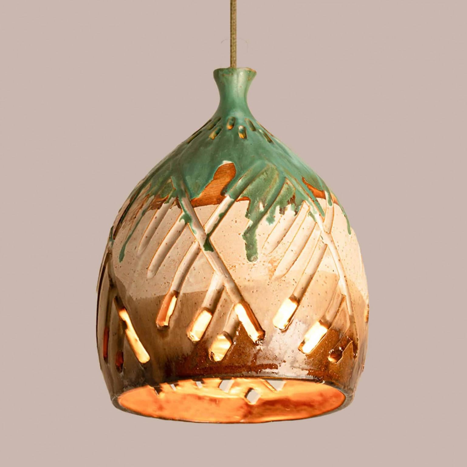 Grünbraun-beige Keramik-Anhänger, Dänemark, 1960er Jahre (Dänisch) im Angebot