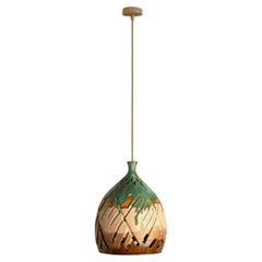 Ceramic Green Brown Beige Pendant, Denmark, 1960s