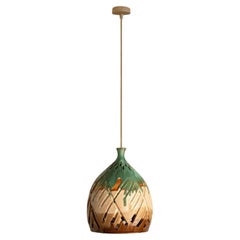 Ceramic Green Brown Beige Pendant, Denmark, 1960s