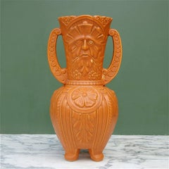 Ceramic Green Man Vase with Double Handle, Mid-20th Century